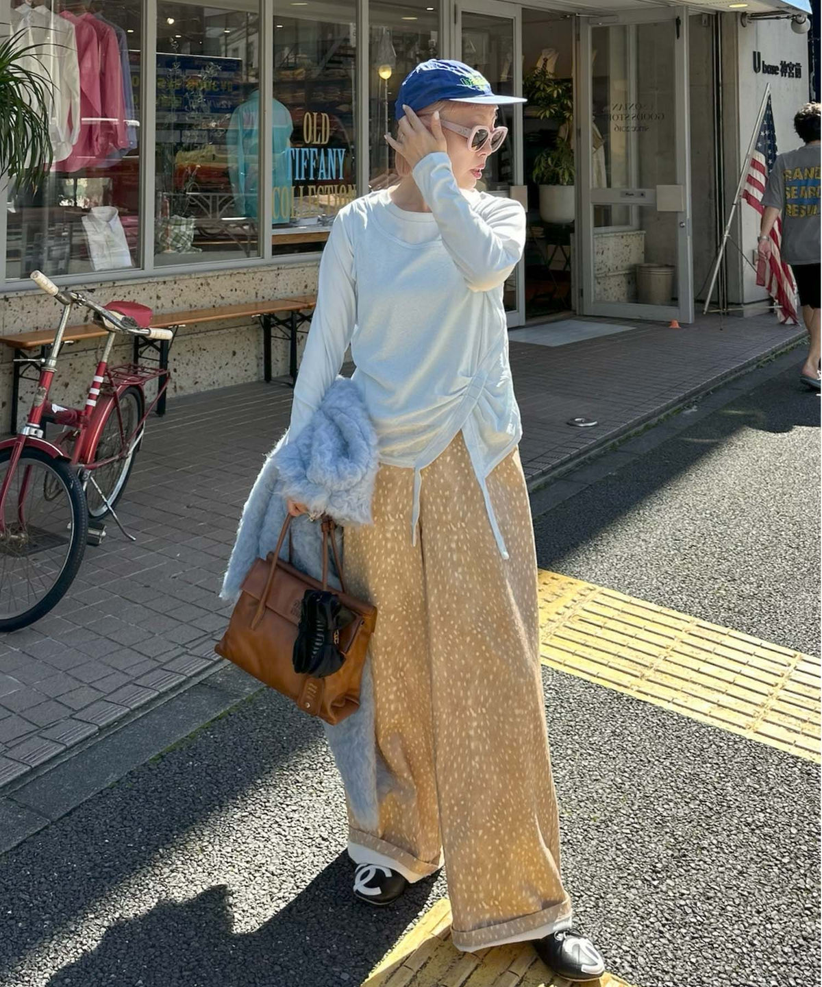 レイヤード完成してますトップス【サックスブルー】