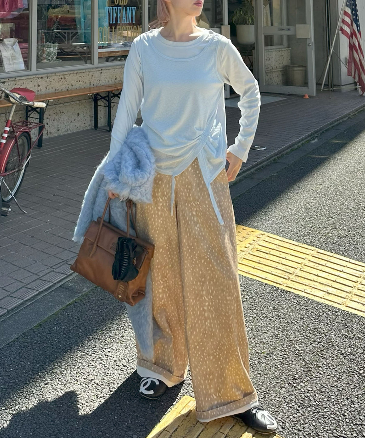 レイヤード完成してますトップス【サックスブルー】