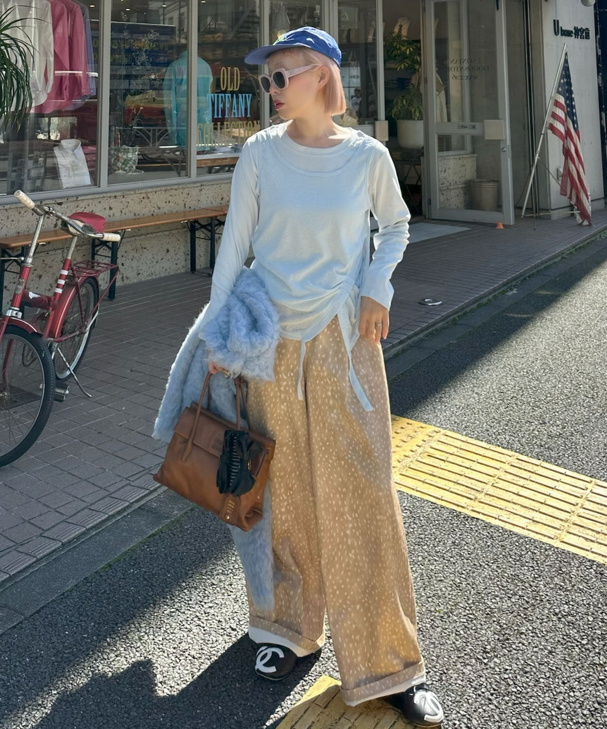 レイヤード完成してますトップス【サックスブルー】