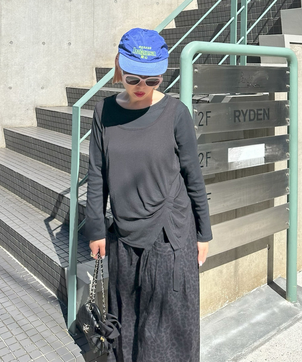 レイヤード完成してますトップス【ブラック】