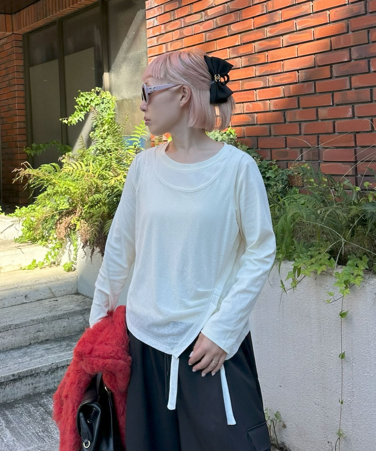 レイヤード完成してますトップス【オフホワイト】