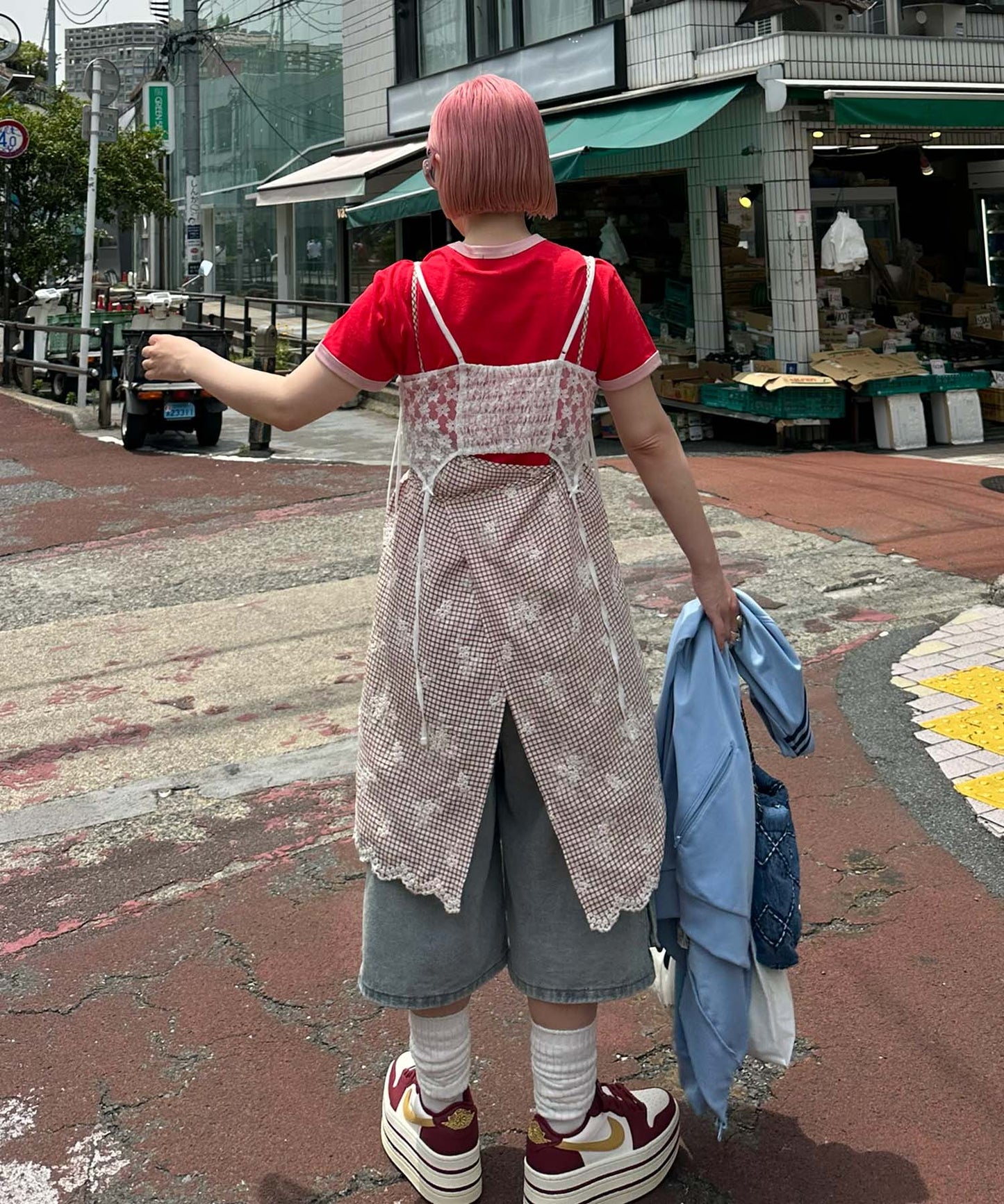 ポケいっぱいデニムハーパン【サックスブルー】