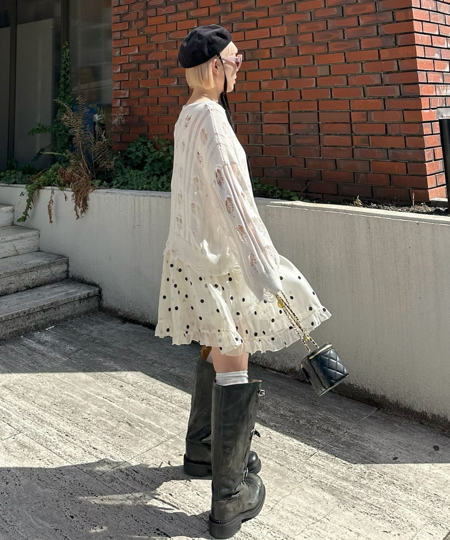 フリルティアードキャミワンピミニ【ホワイト系その他】