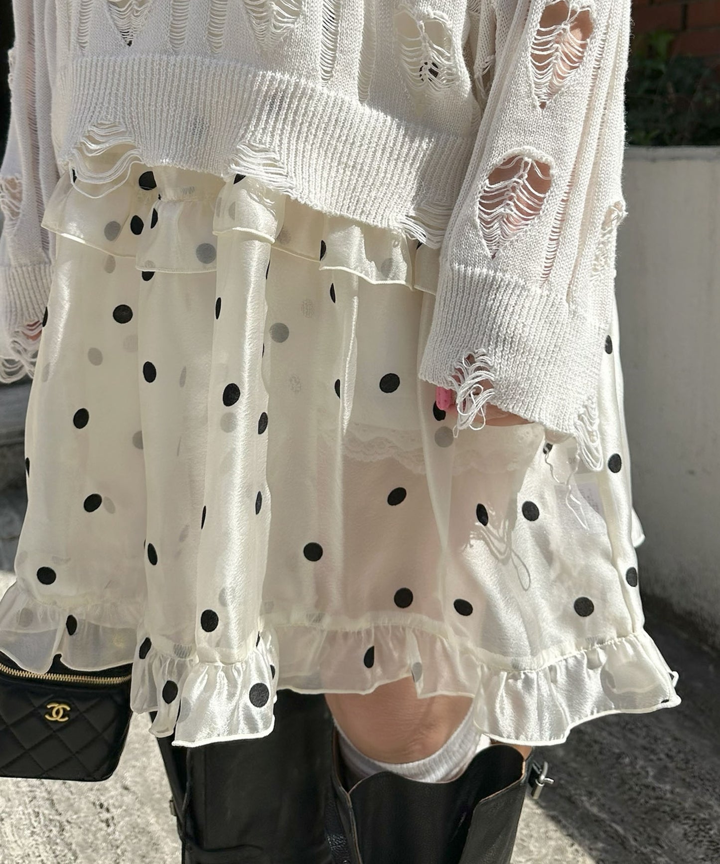 フリルティアードキャミワンピミニ【ホワイト系その他】