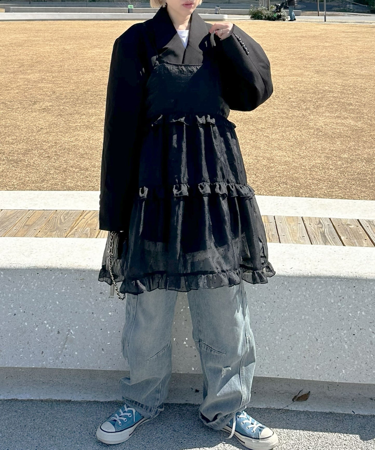 フリルティアードキャミワンピミニ【ブラック系その他】