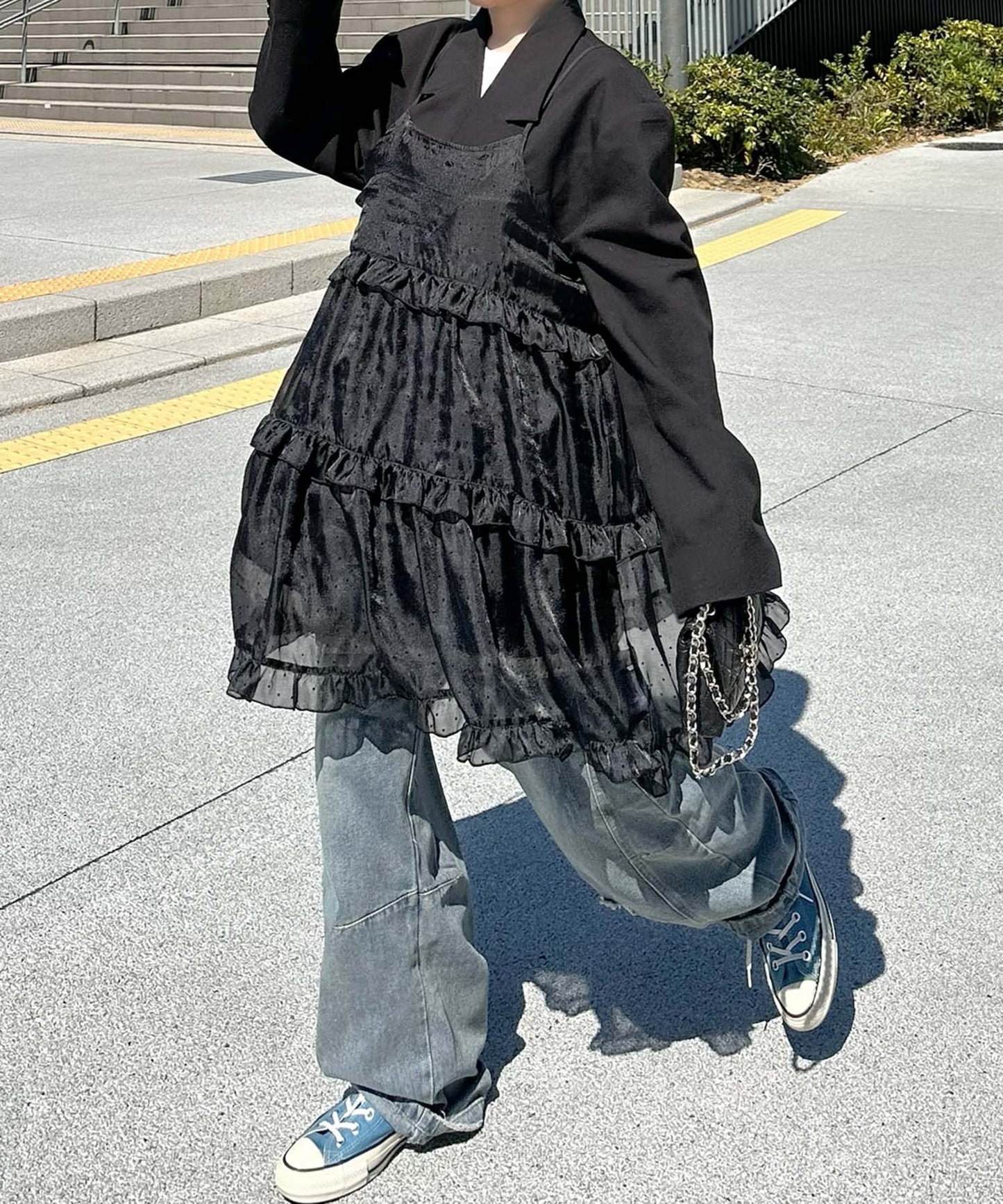 フリルティアードキャミワンピミニ【ブラック系その他】