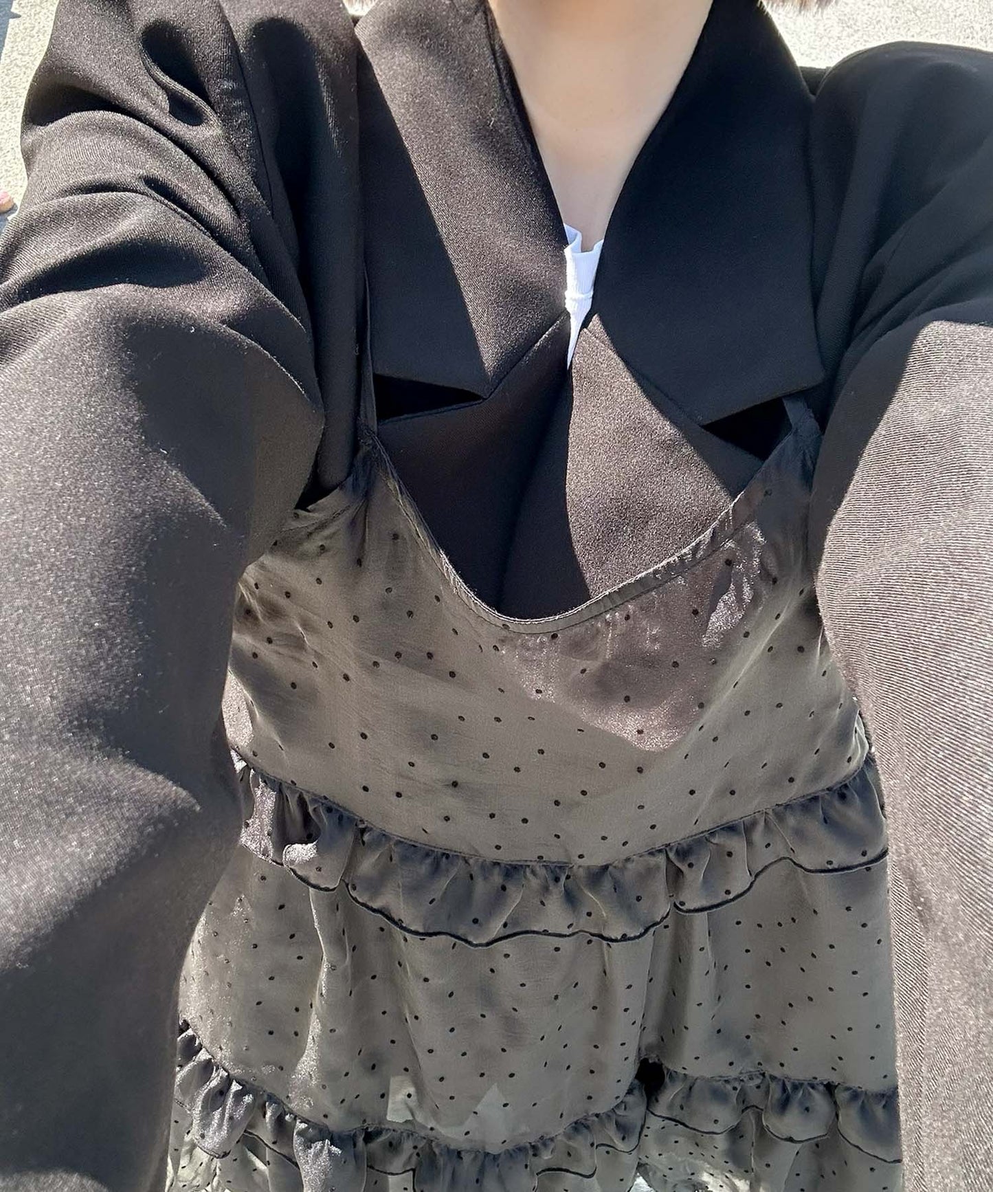 フリルティアードキャミワンピミニ【ブラック系その他】