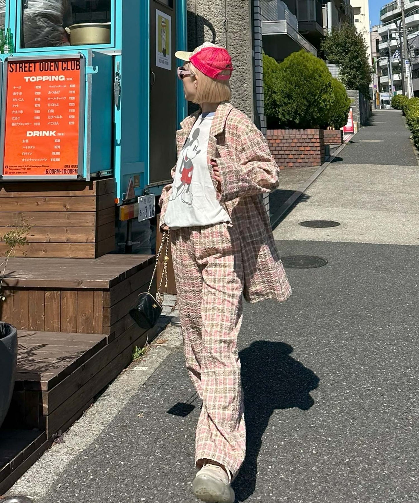 【セットアップで着られる】チェックイージーパンツ【ピンク】