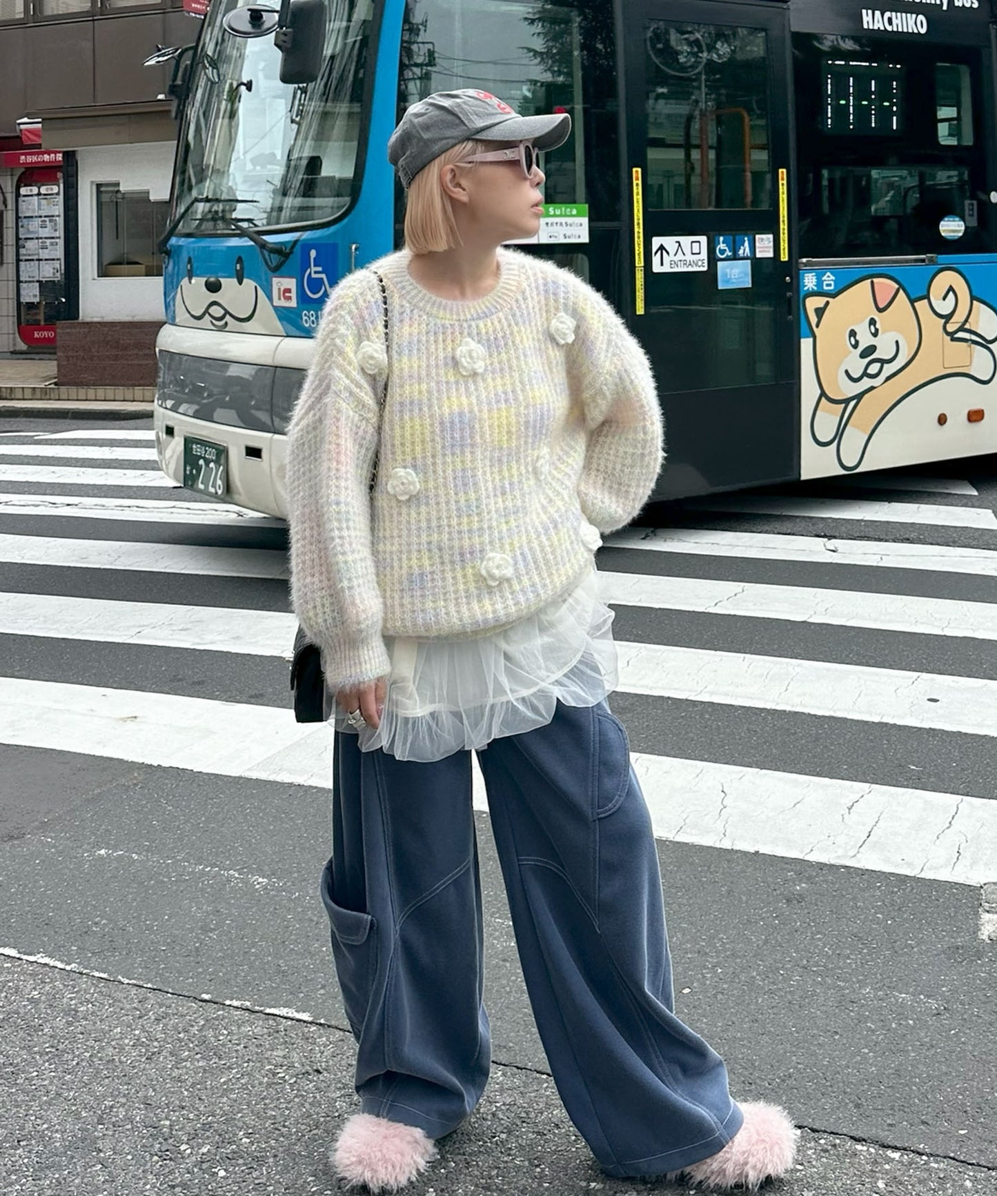 お花モチーフニット【イエロー】