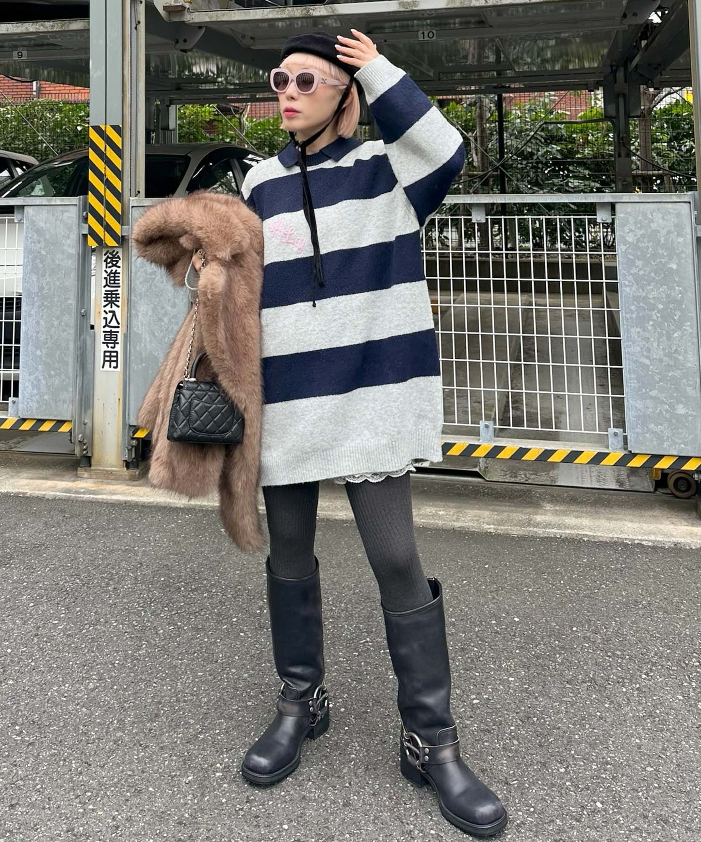ALYポロワンピ【ネイビー】