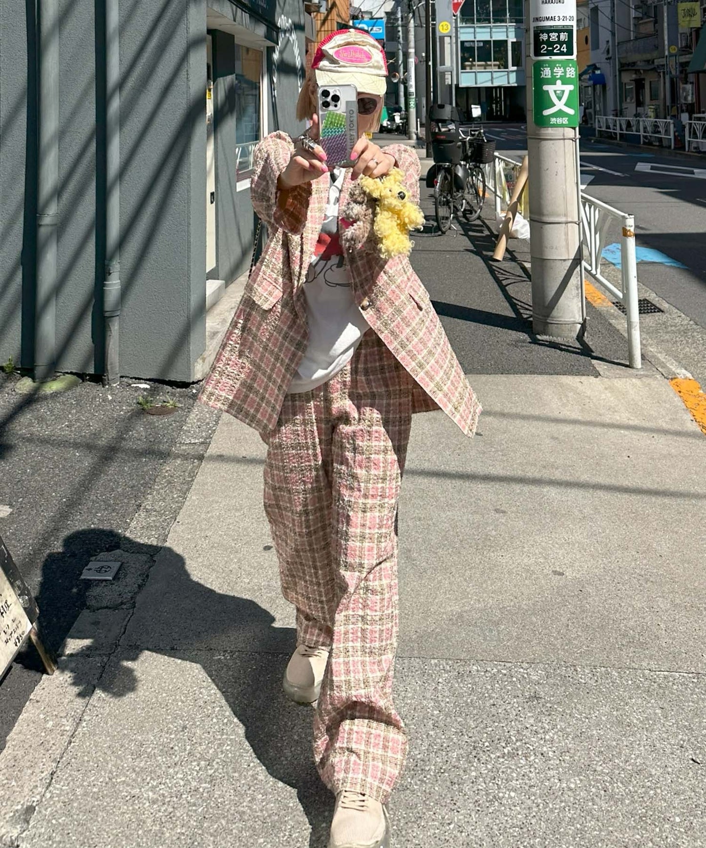 【セットアップで着られる】チェックシャツジャケット【ピンク】