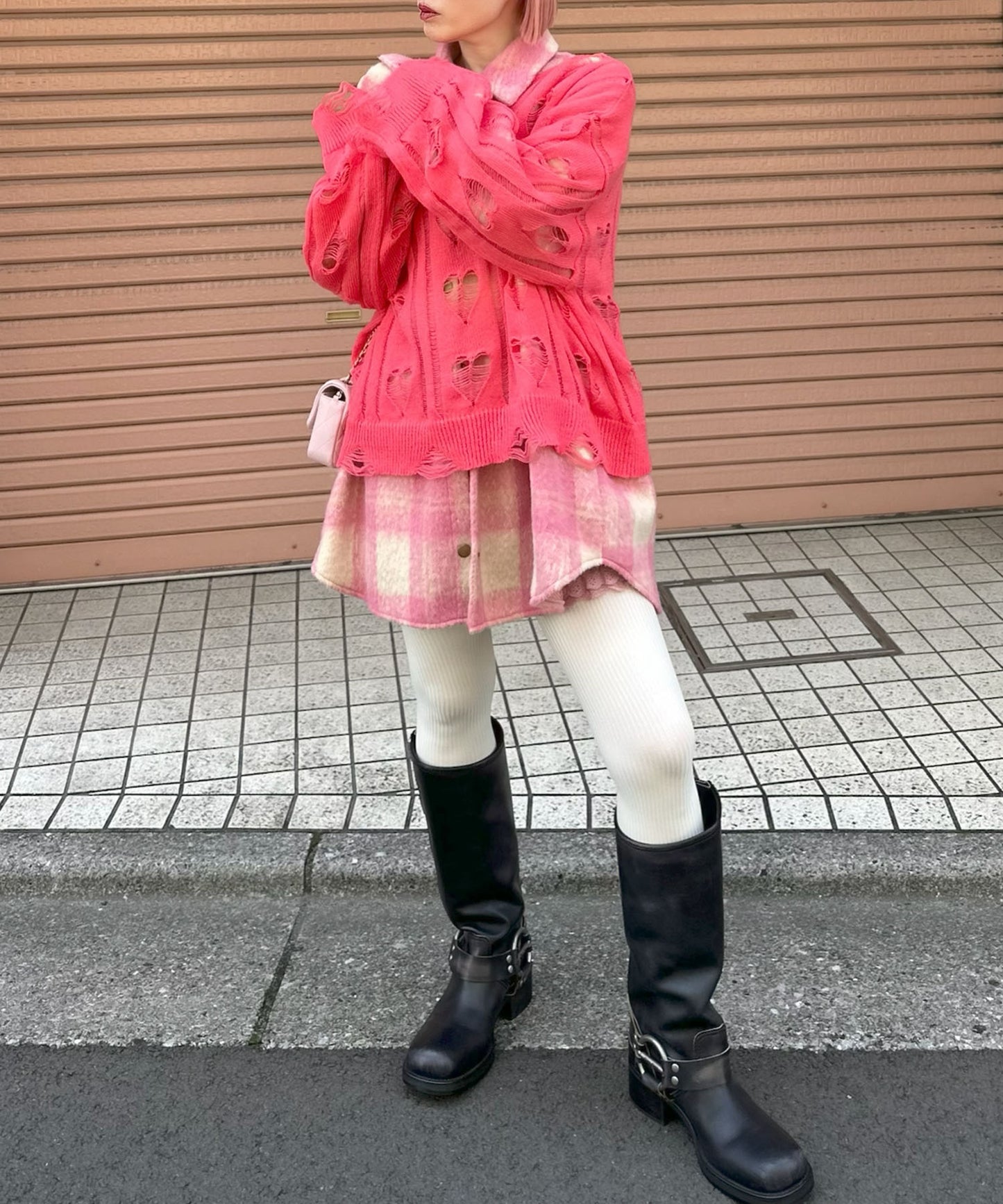 【リバイバル】ハートダメージニット【ピンク】