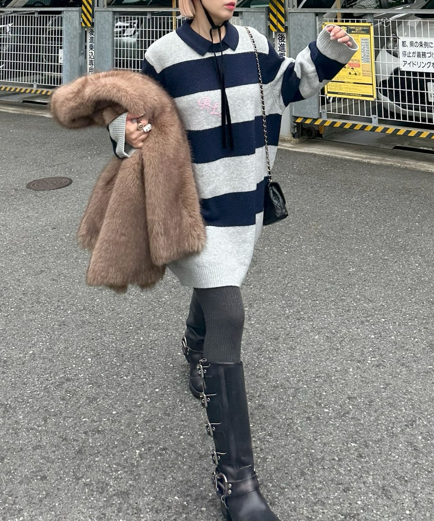 ALYポロワンピ【ネイビー】