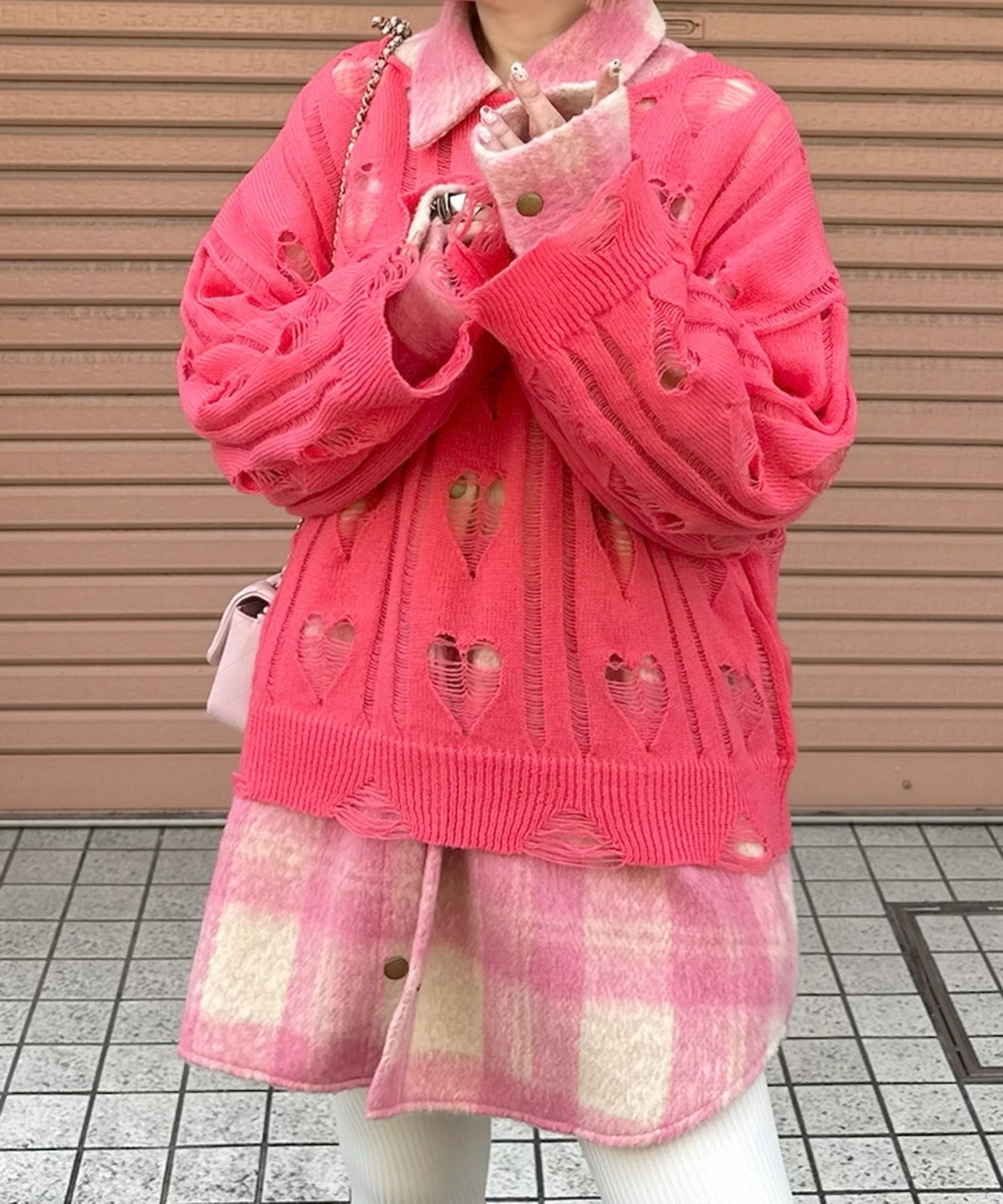 起毛チェックBIGシャツブルゾン【ピンク】 – ALLEY TOKYO