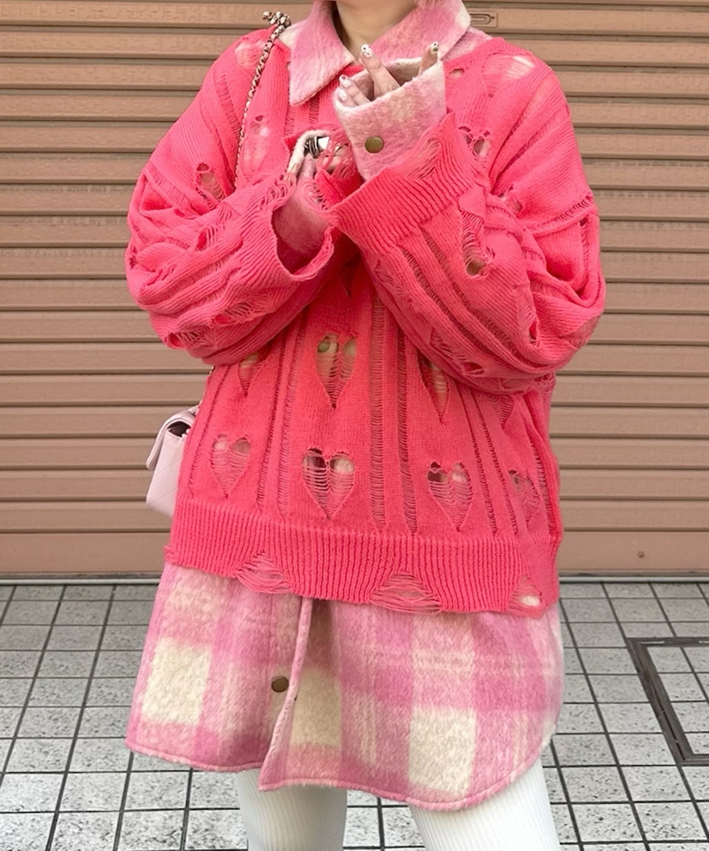 【リバイバル】ハートダメージニット【ピンク】