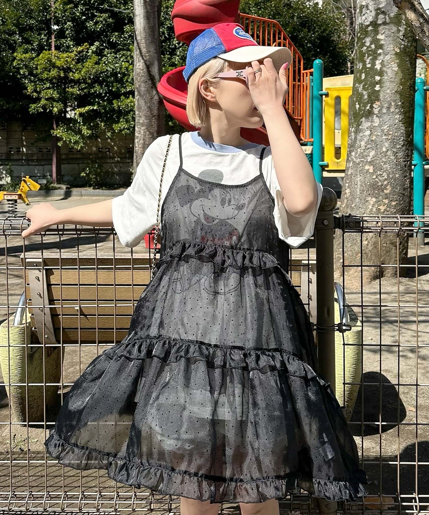 フリルティアードキャミワンピミニ【ブラック系その他】