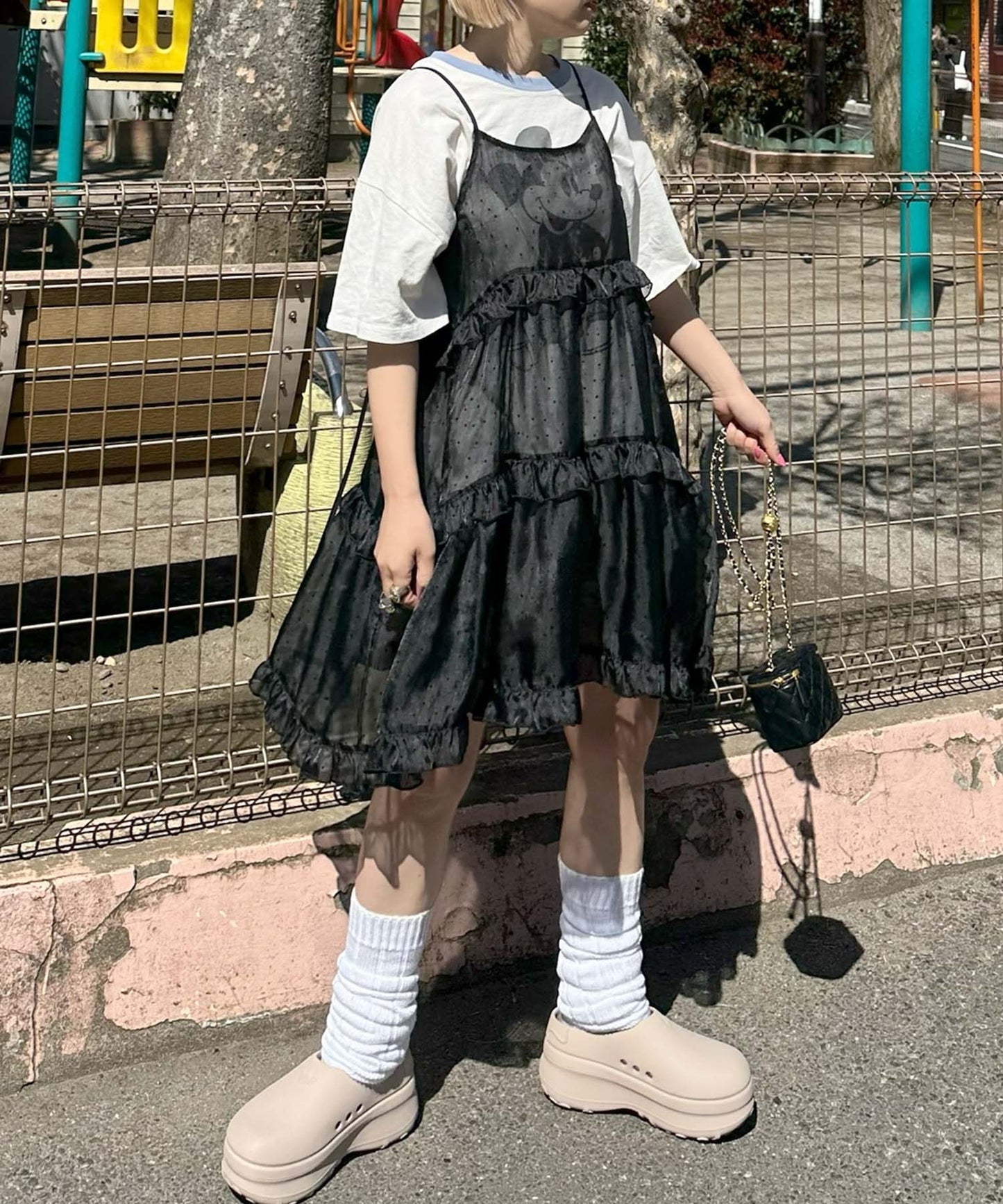 フリルティアードキャミワンピミニ【ブラック系その他】