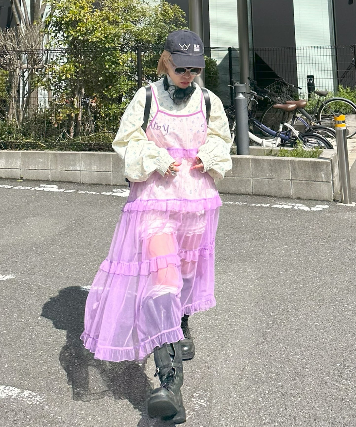 フリルティアードキャミワンピ【ラベンダー】