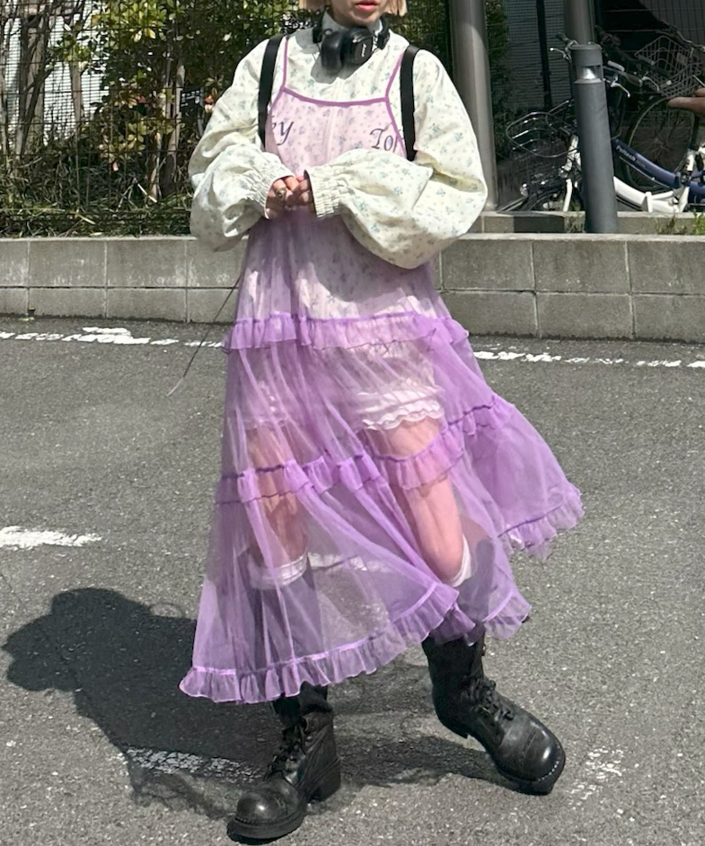 フリルティアードキャミワンピ【ラベンダー】