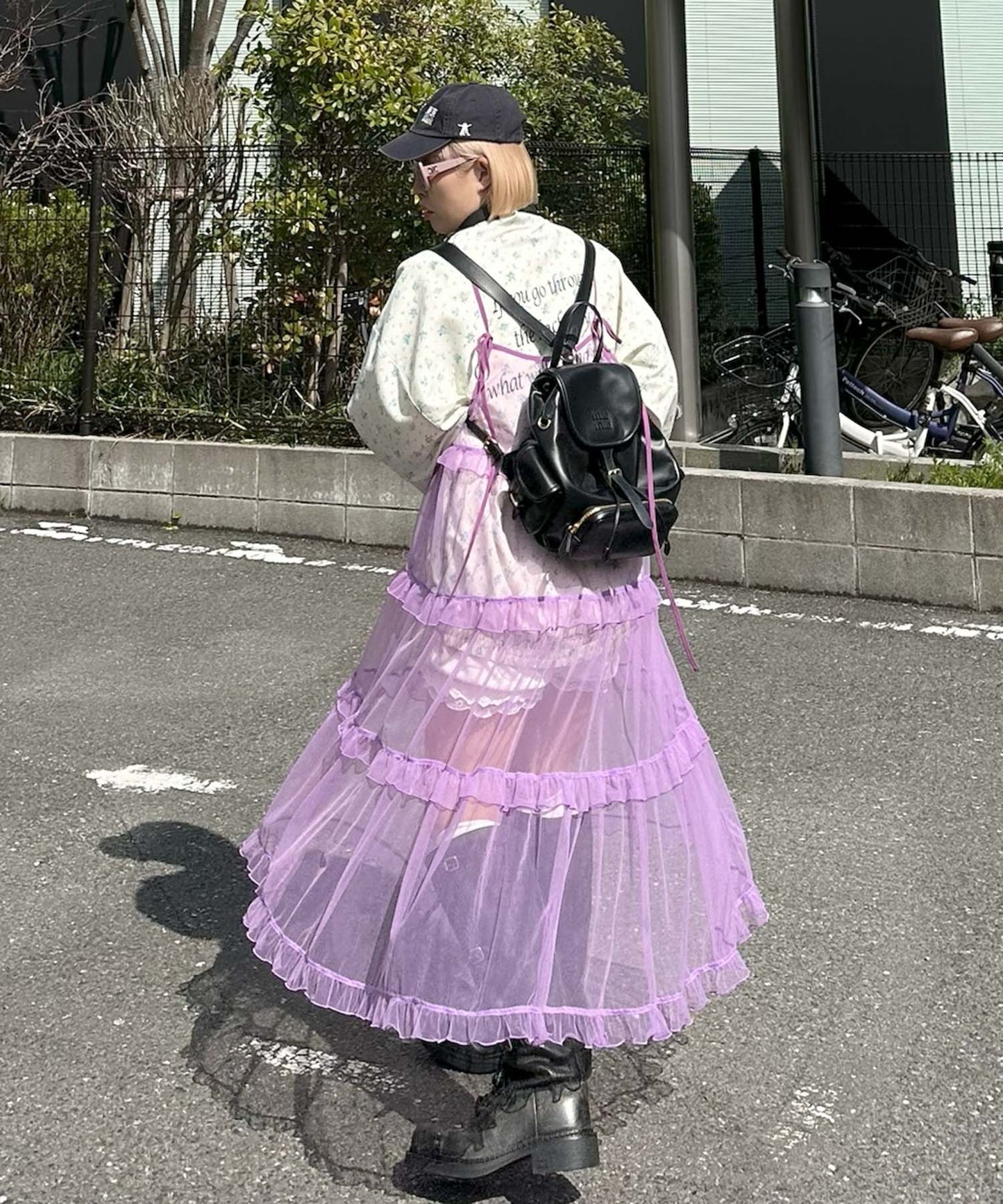 フリルティアードキャミワンピ【ラベンダー】