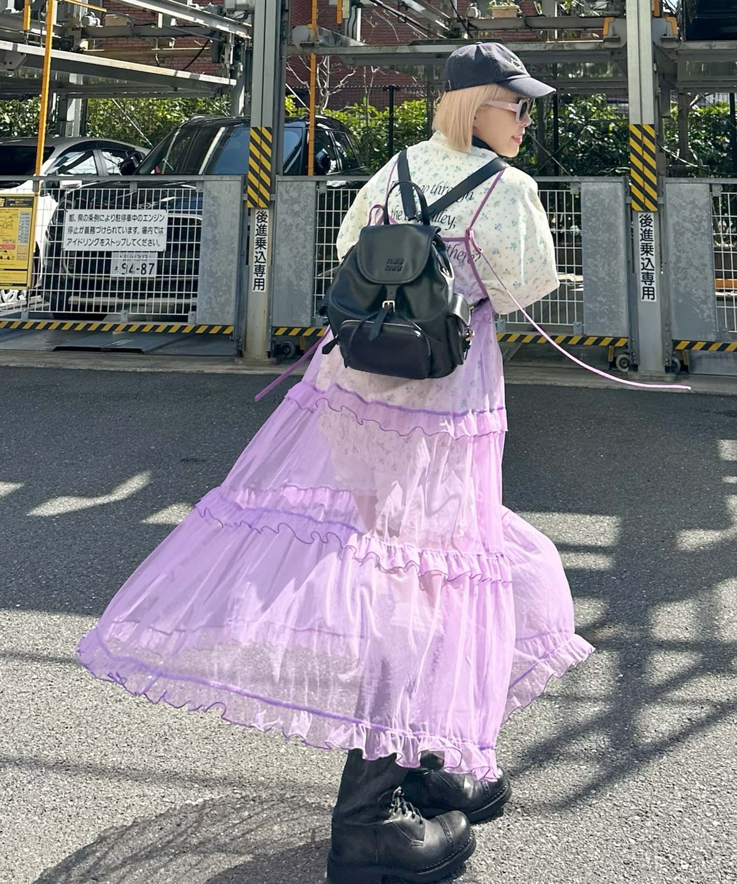 フリルティアードキャミワンピ【ラベンダー】