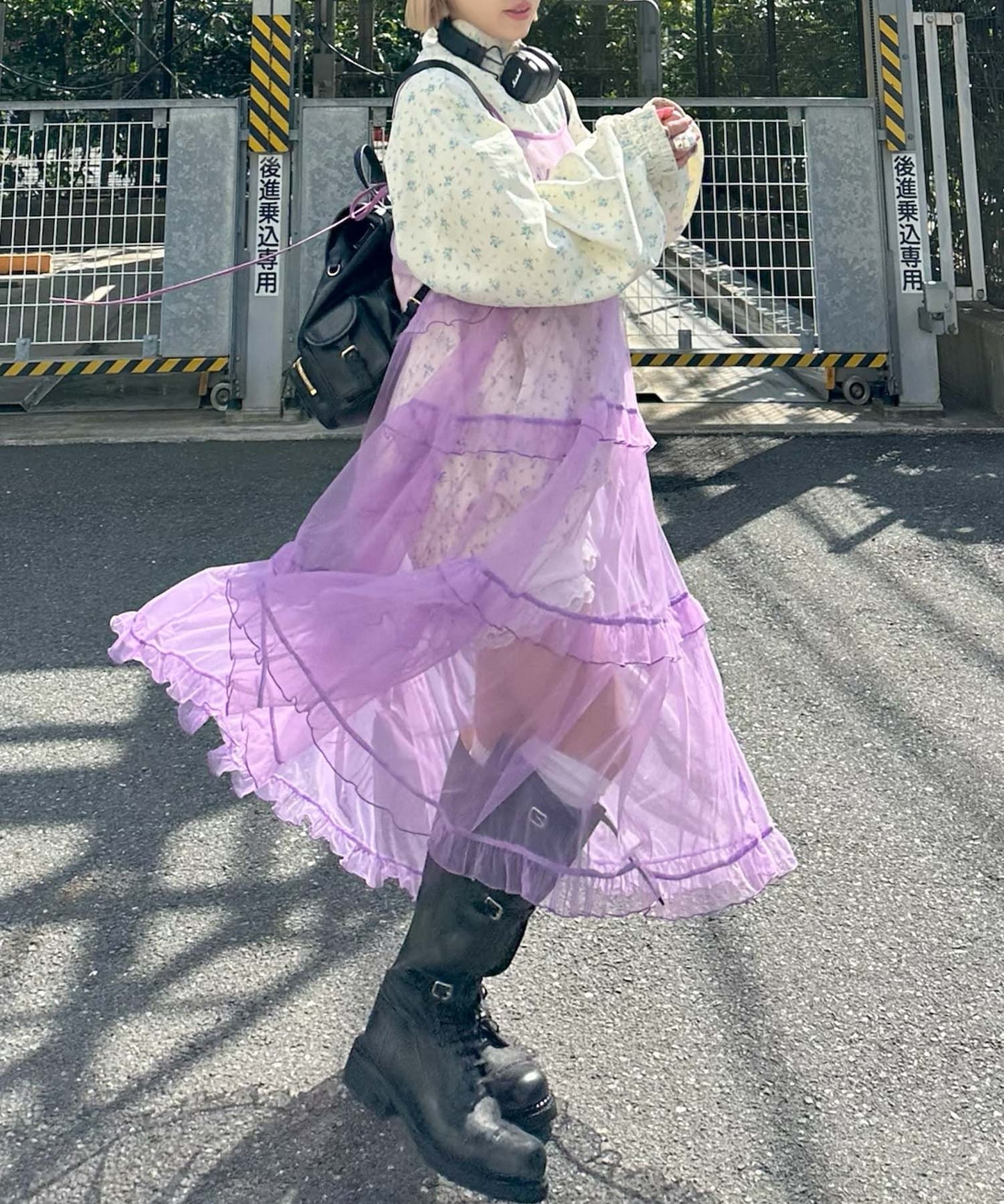 フリルティアードキャミワンピ【ラベンダー】