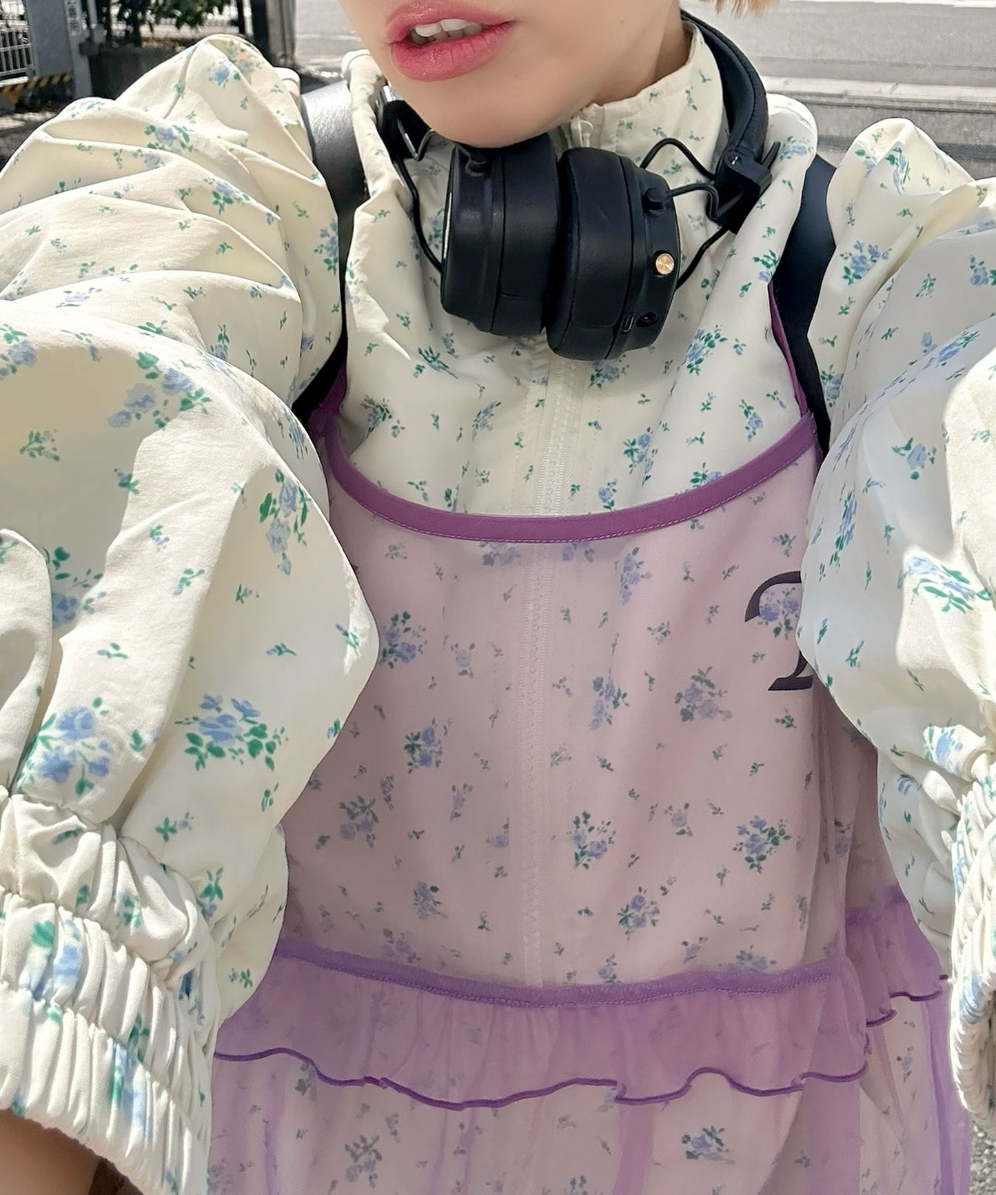 フリルティアードキャミワンピ【ラベンダー】