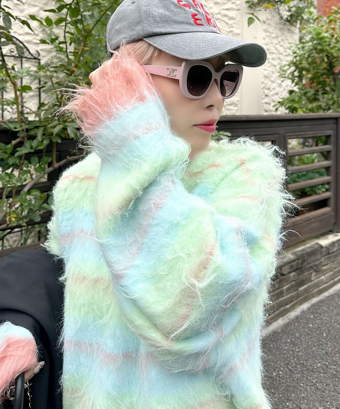 ふっさふさシャギーボーダーニット【ミント】
