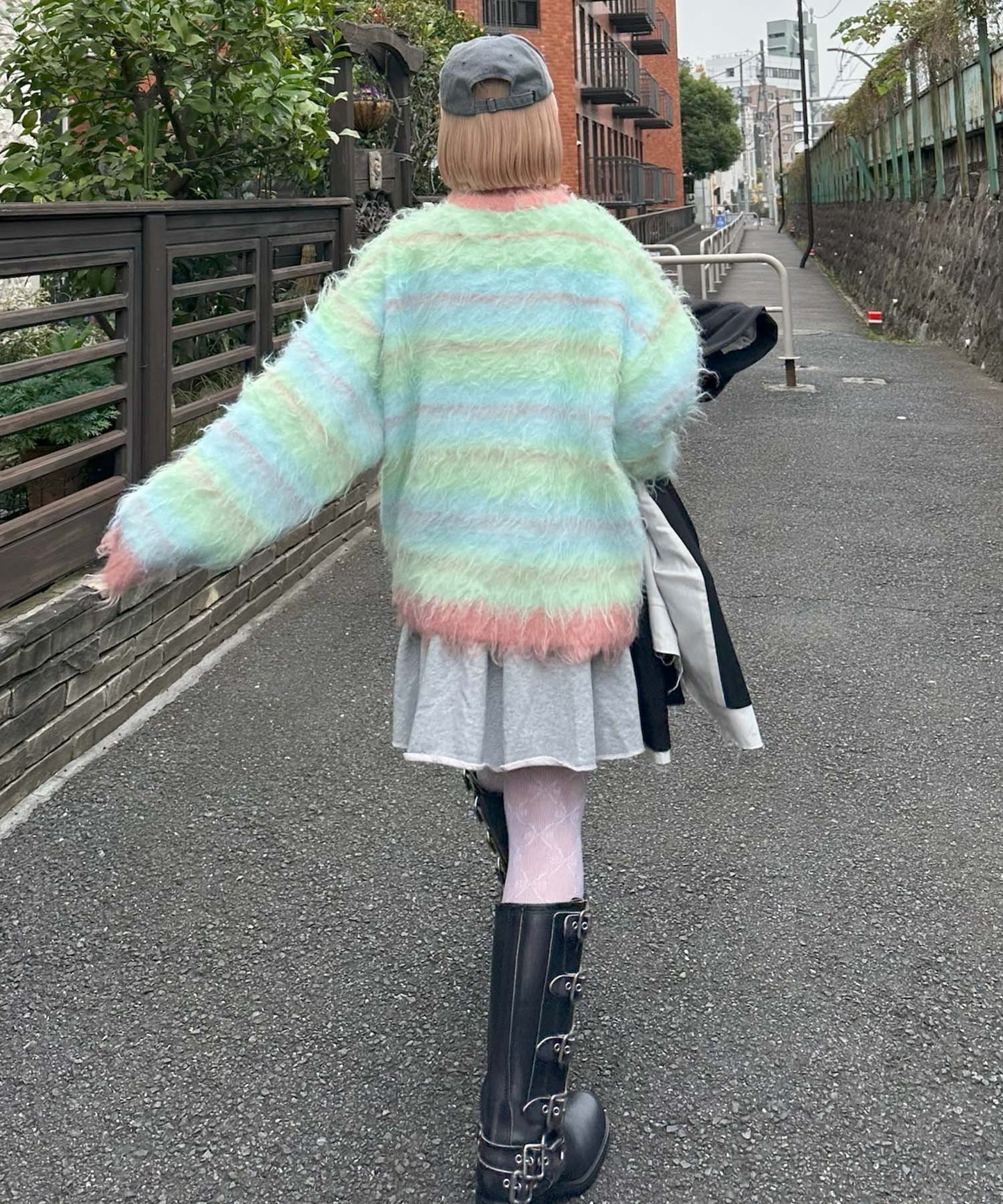 ふっさふさシャギーボーダーニット【ミント】