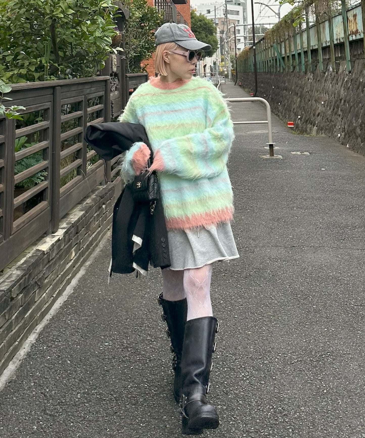 ふっさふさシャギーボーダーニット【ミント】