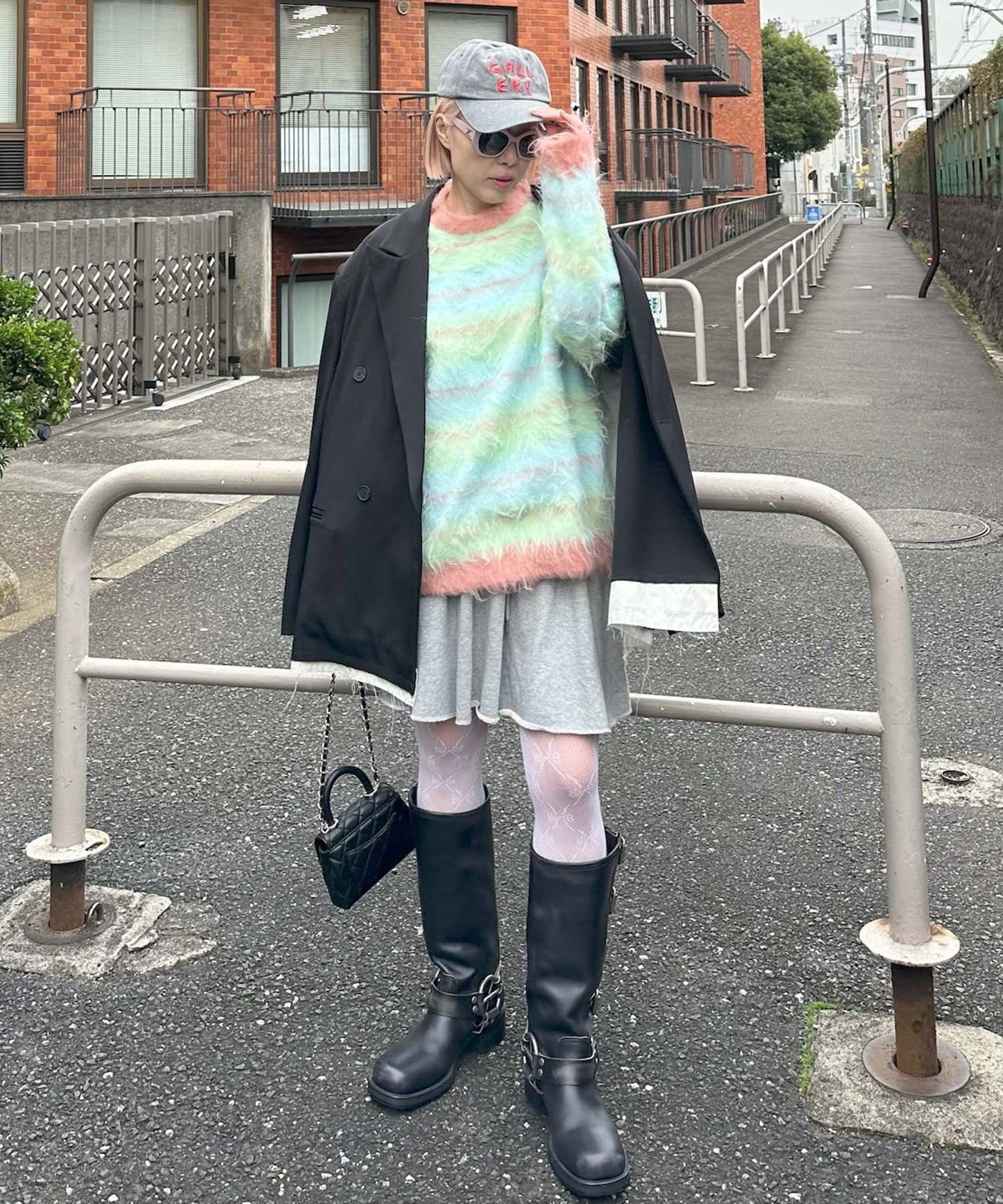 ダメージスウェパンとフレアスカートのセット【グレー】