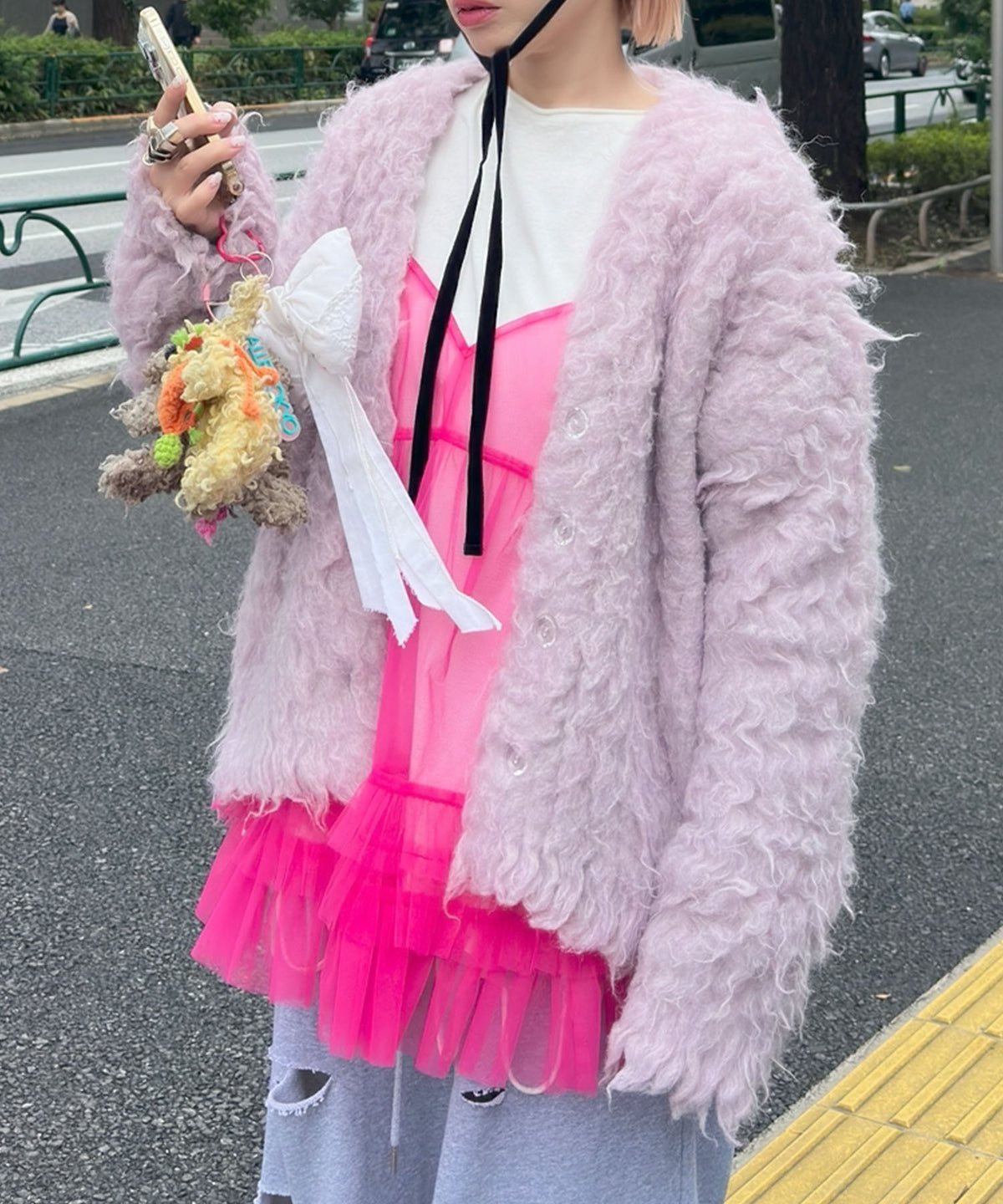 レイヤードが楽しいフリフリチュールキャミ【ピンク】