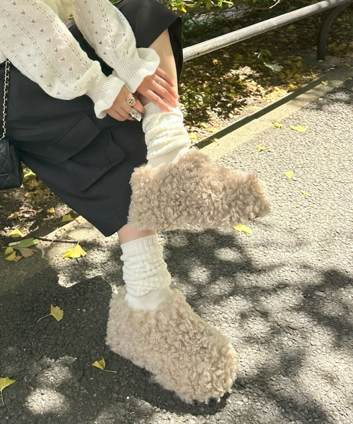 もこもこ厚底サボ【ベージュ】