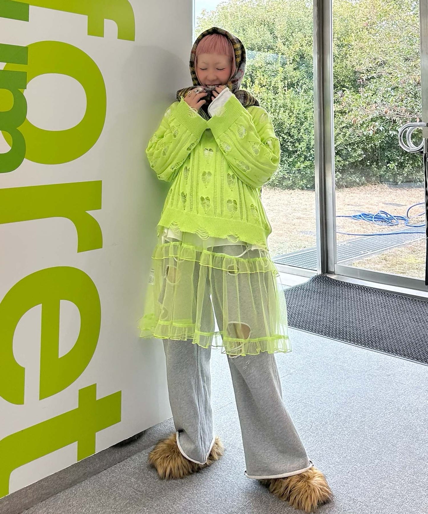 ハートダメージニットのnew【ライム】