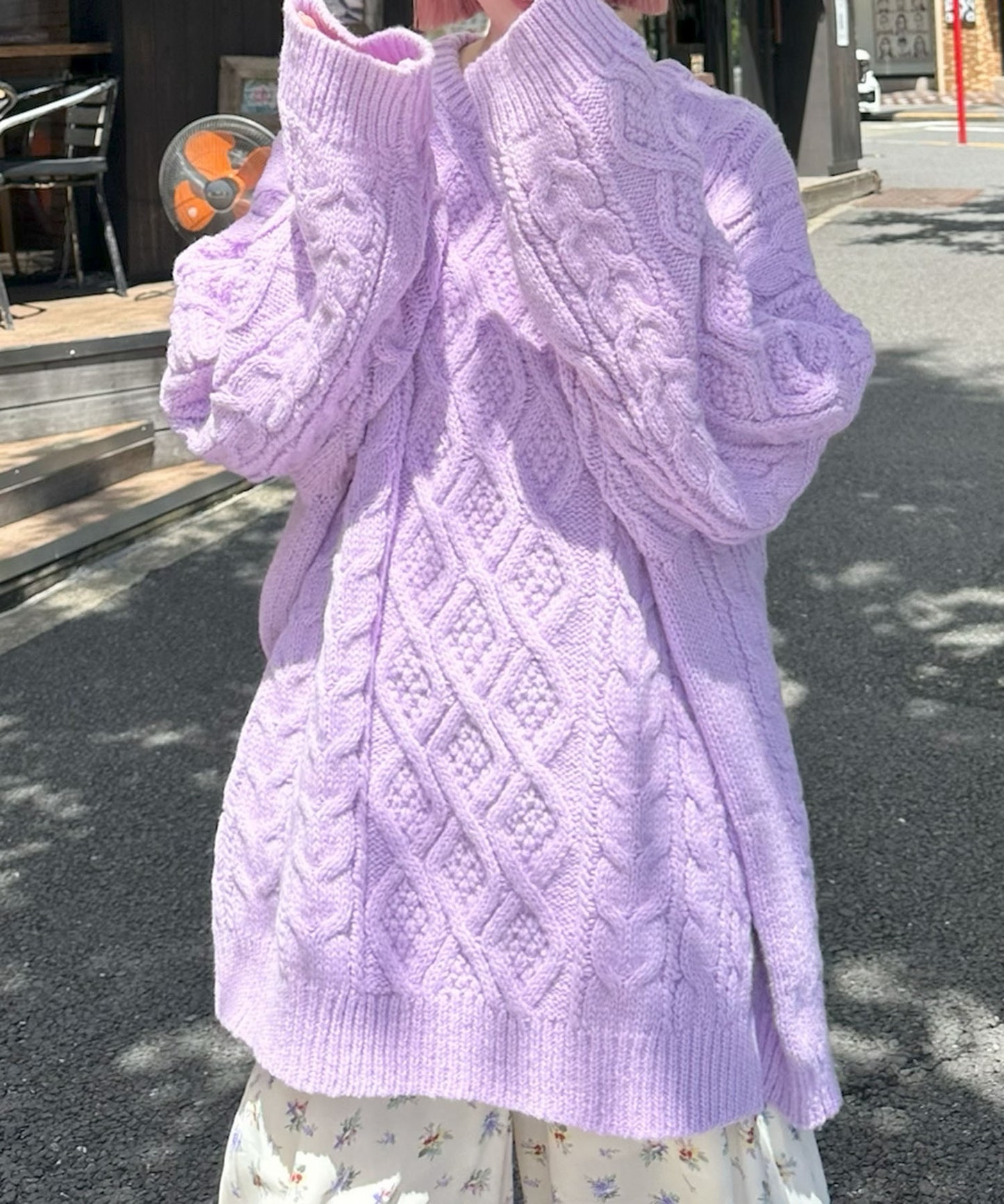 モンスターケーブルニットプルオーバー【ラベンダー】