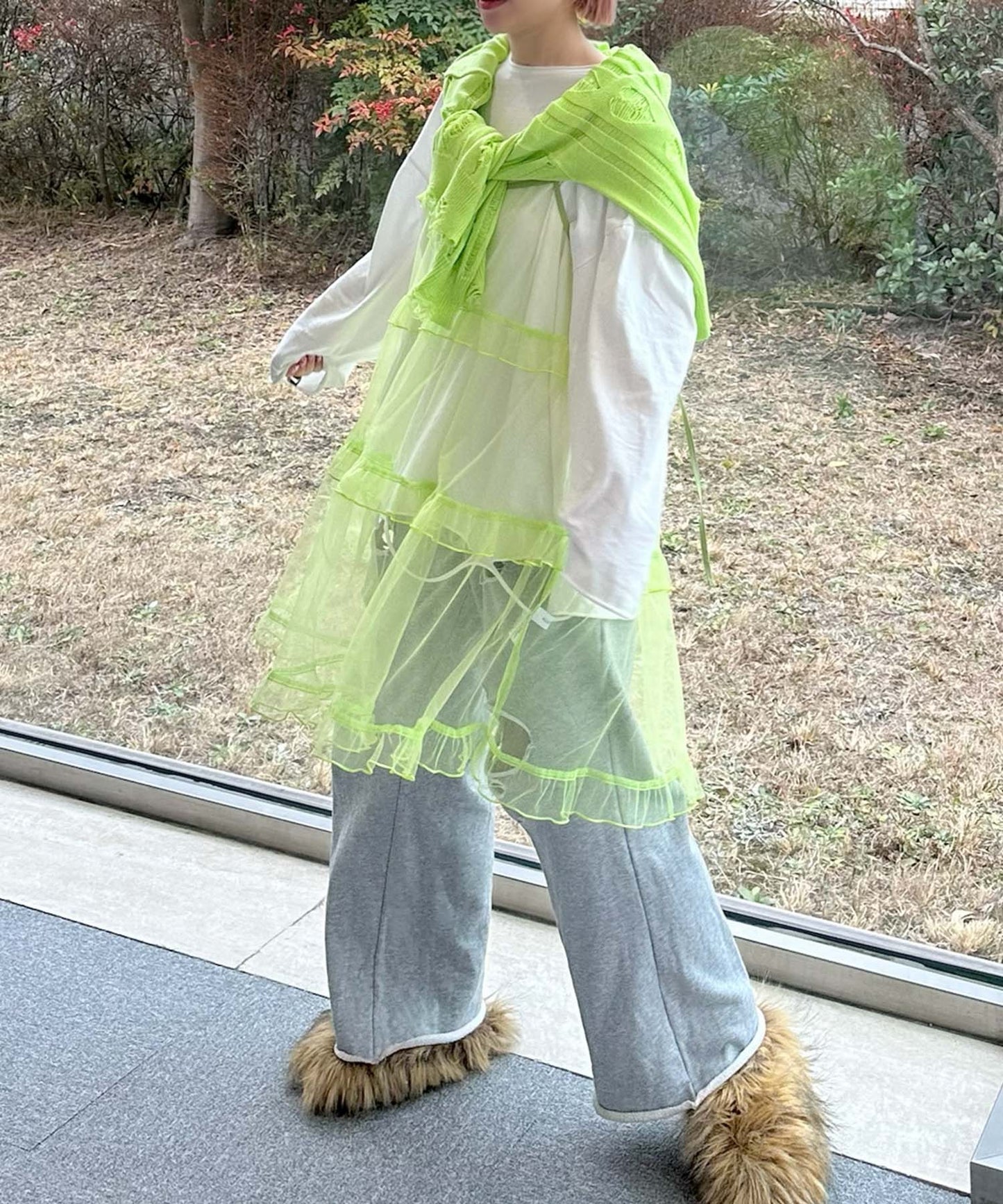 ハートダメージニットのnew【ライム】