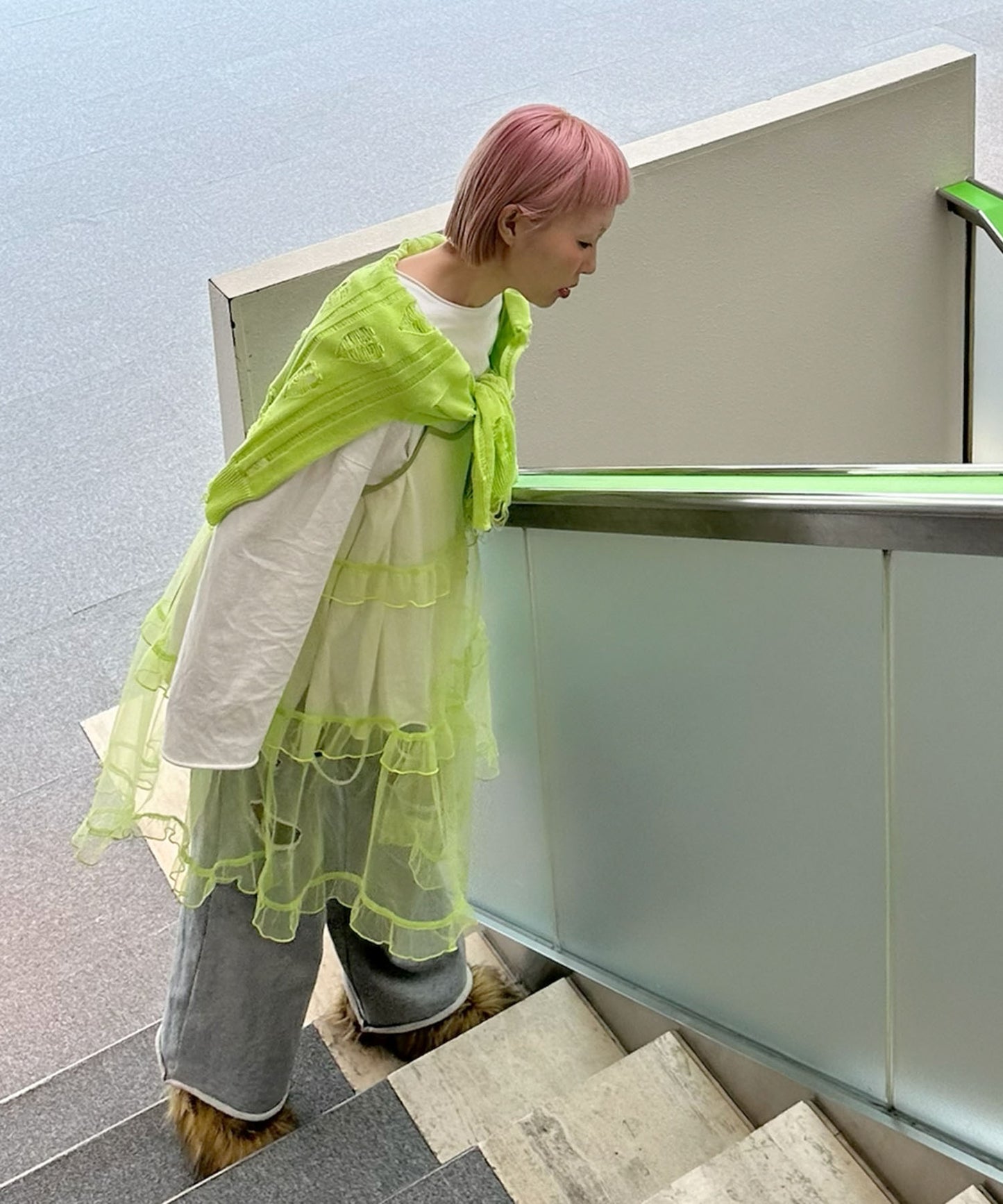 ハートダメージニットのnew【ライム】