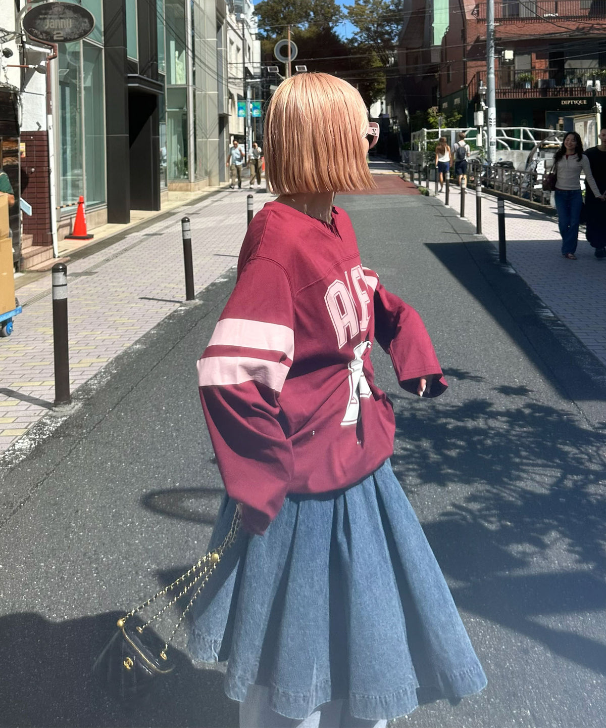 フットボールプチプチ付ロンT【ボルドー】