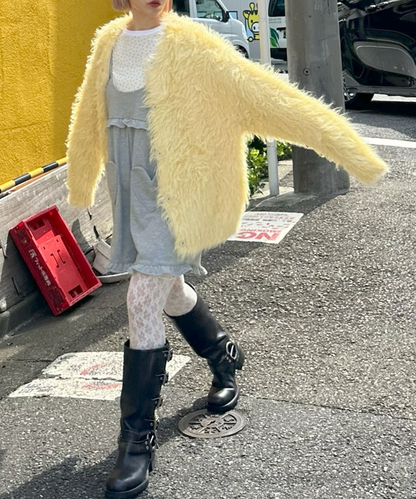ふっさふさ過ぎるBIGカーデ【イエロー】