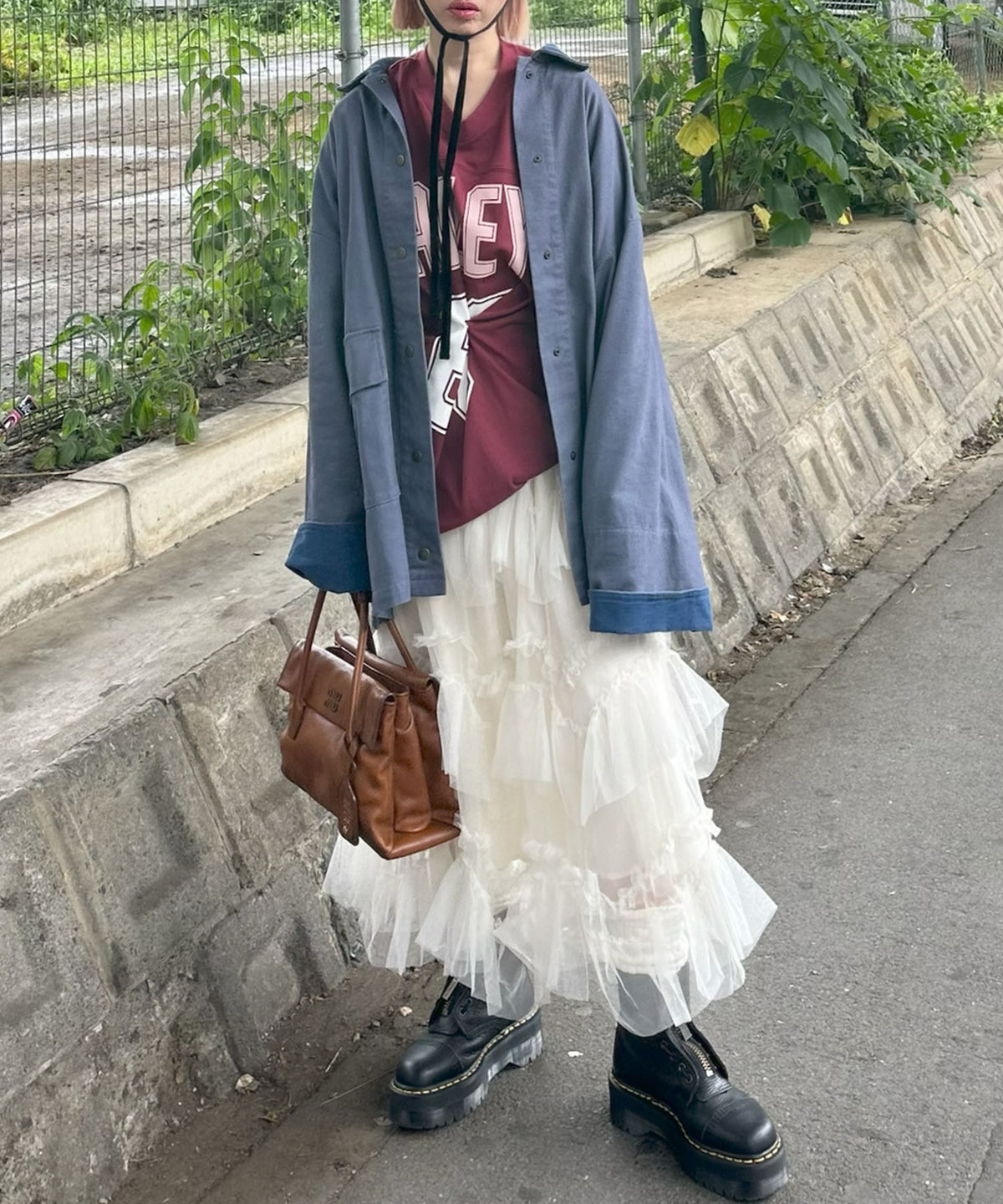 フットボールプチプチ付ロンT【ボルドー】