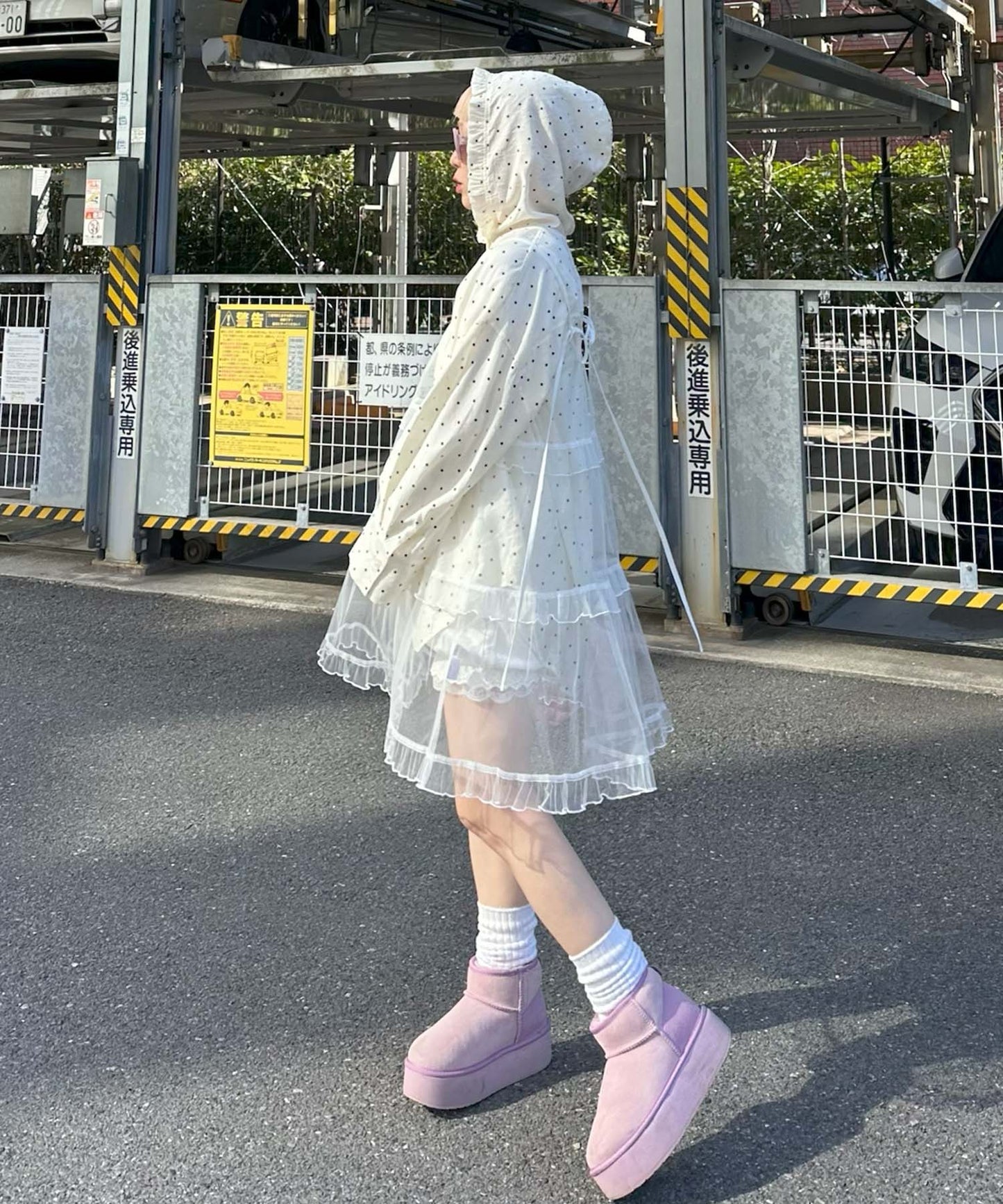 フリルティアードキャミワンピミニ【ホワイト】