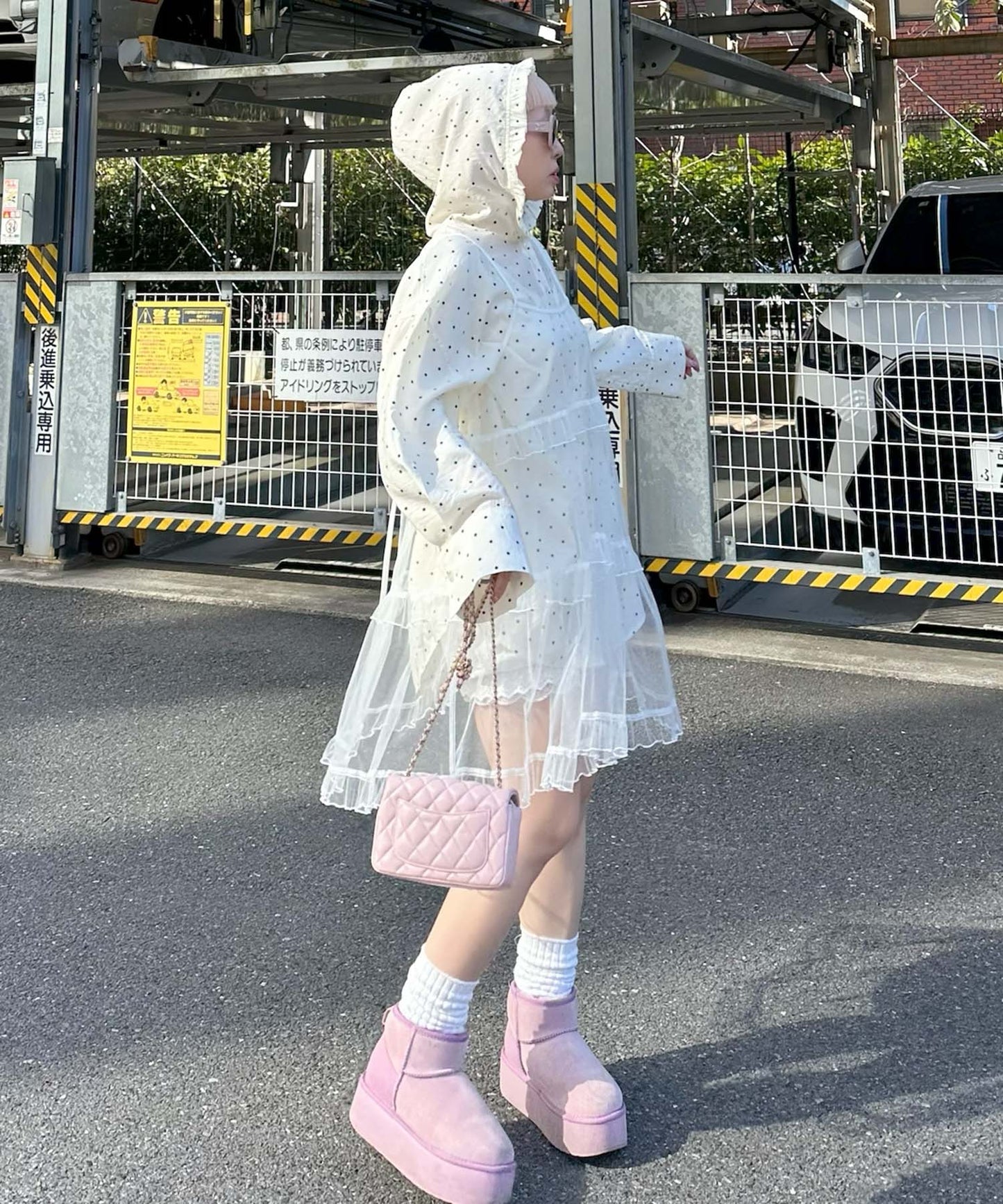 フリルティアードキャミワンピミニ【ホワイト】