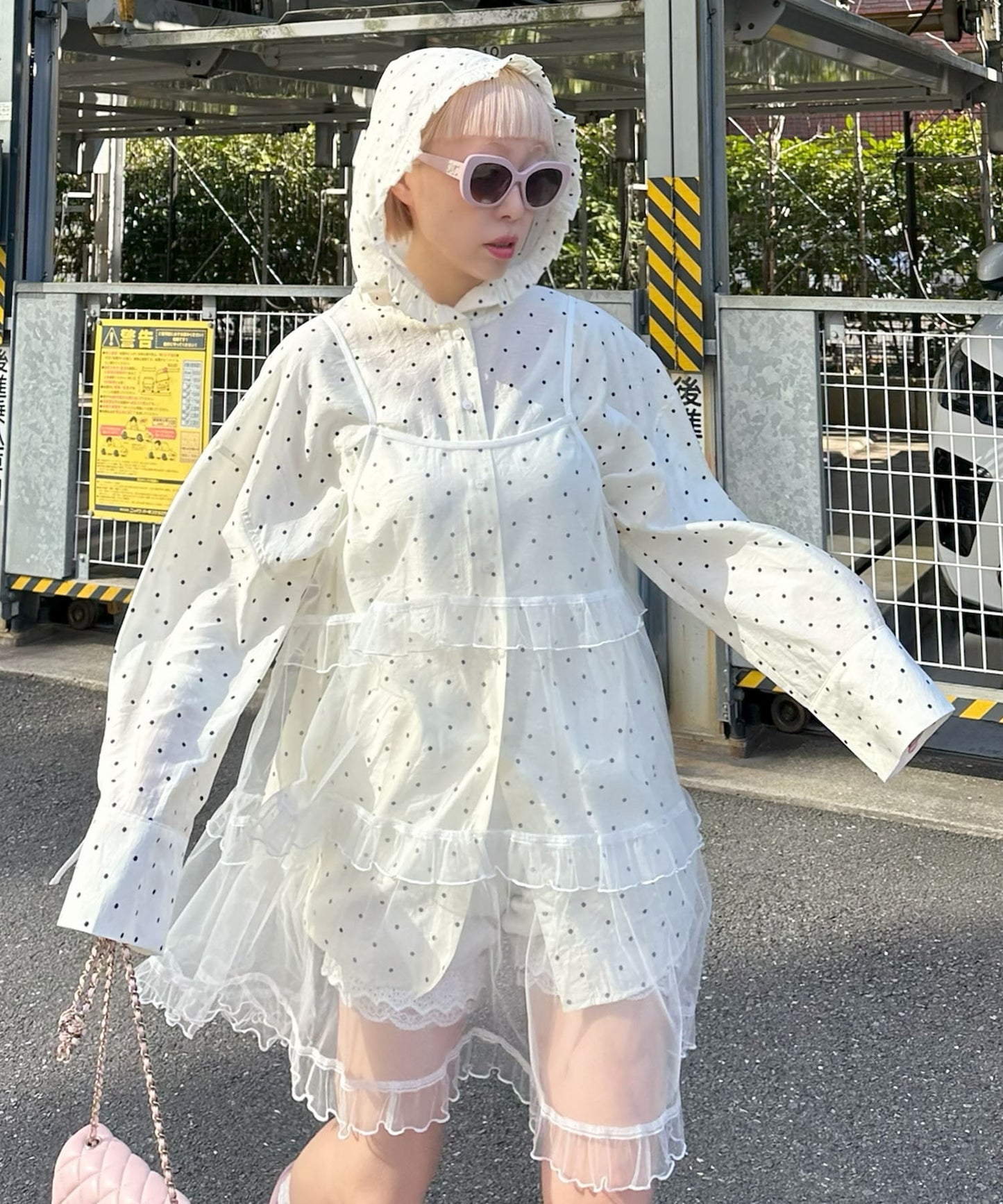 フリフリフードシャツ【ホワイト系】