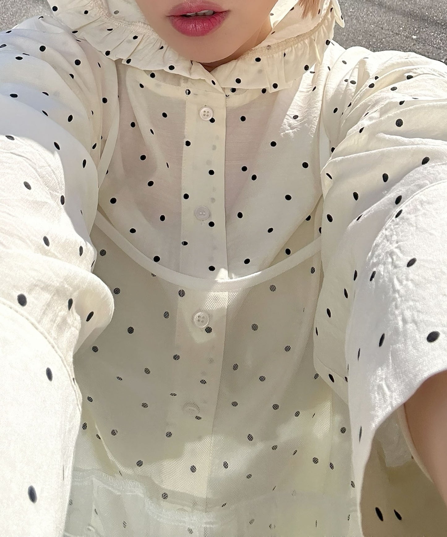 フリフリフードシャツ【ホワイト系】