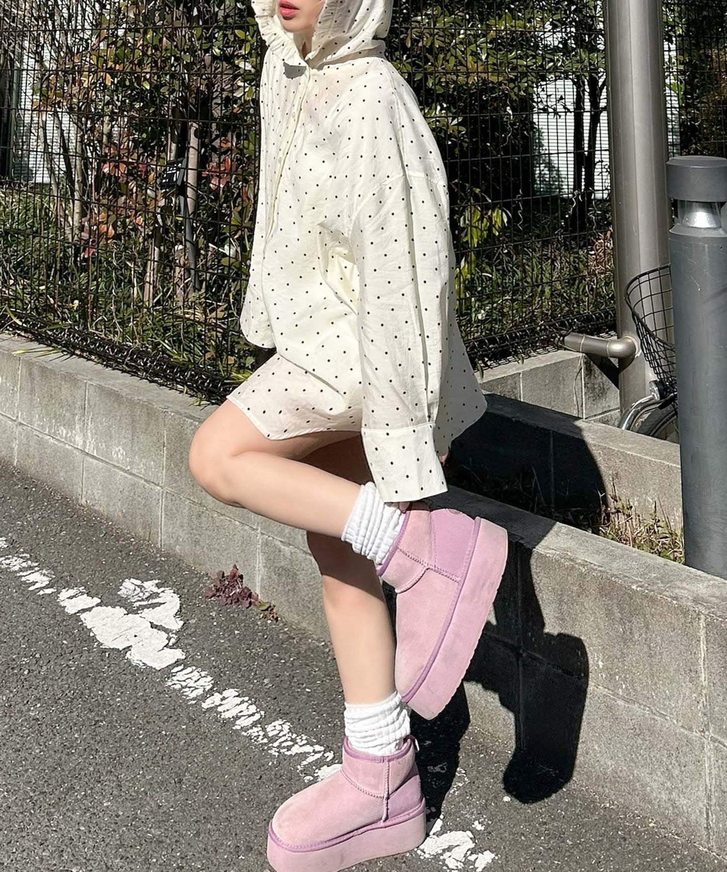 フリフリフードシャツ【ホワイト系】