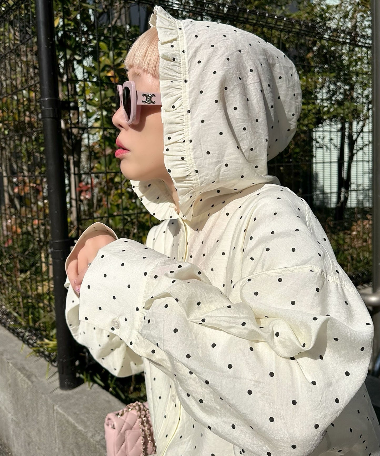 フリフリフードシャツ【ホワイト系】