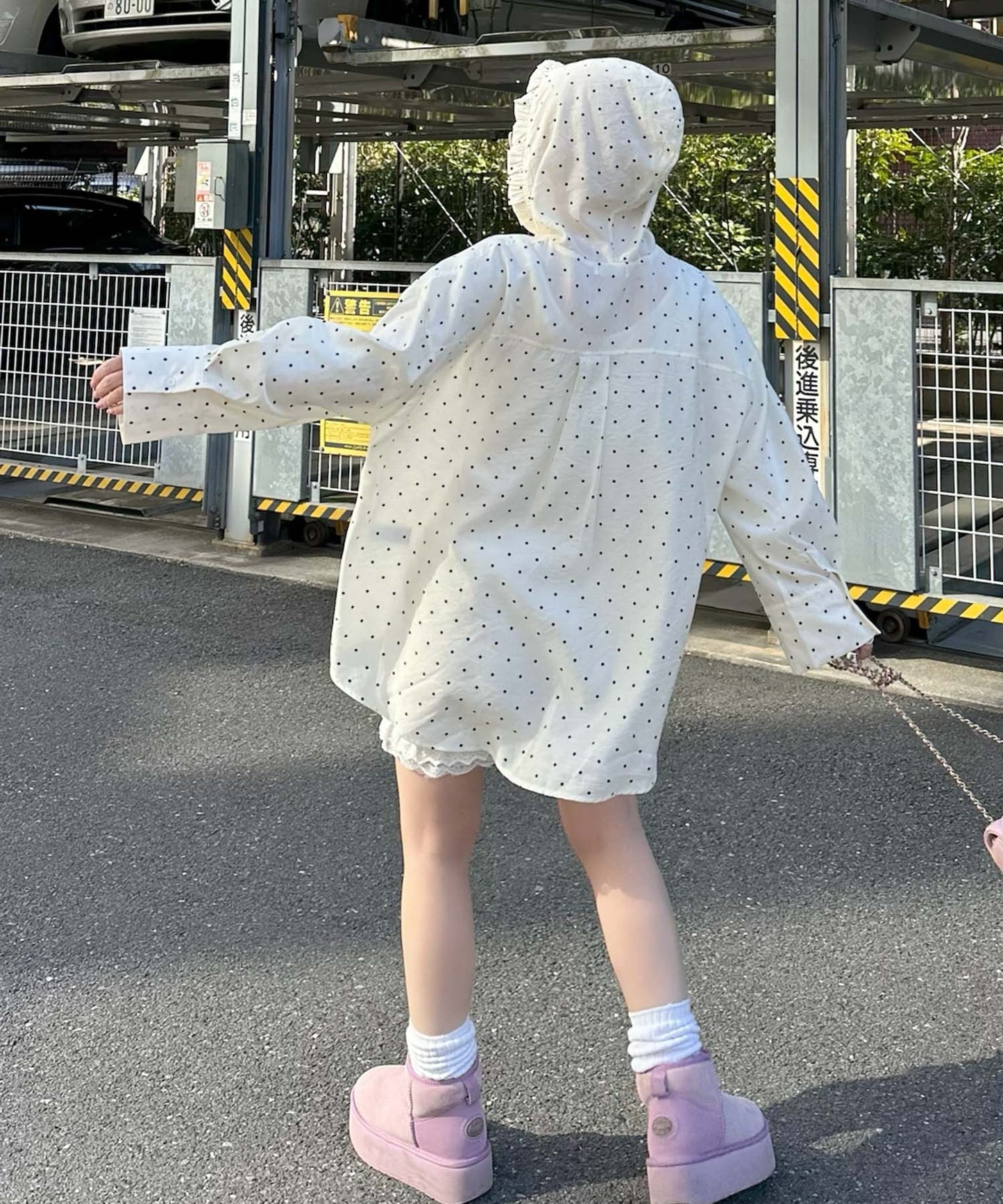 フリフリフードシャツ【ホワイト系】