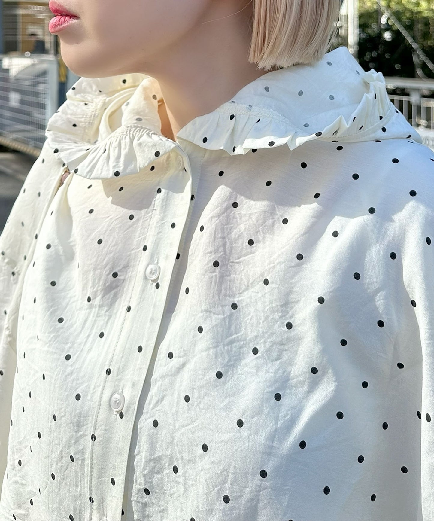 フリフリフードシャツ【ホワイト系】