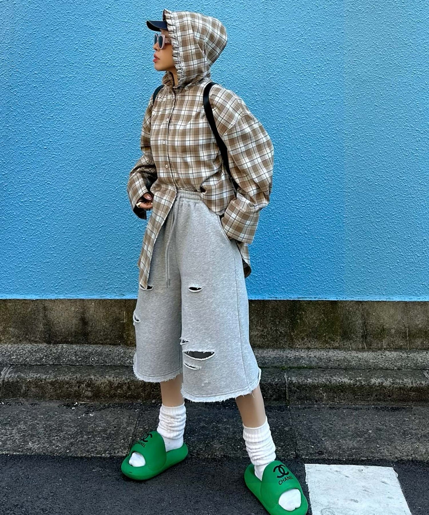 フリフリフードシャツ【サックスブルー】