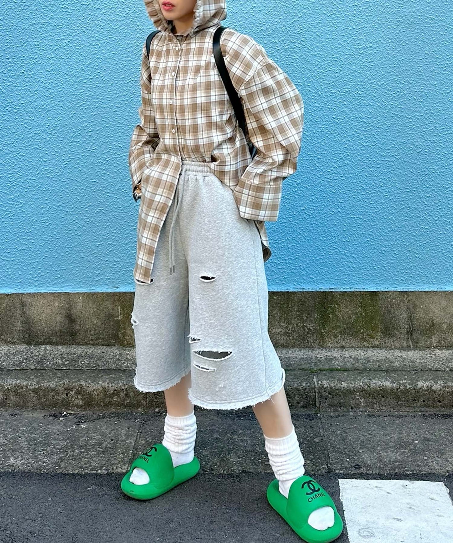 フリフリフードシャツ【サックスブルー】